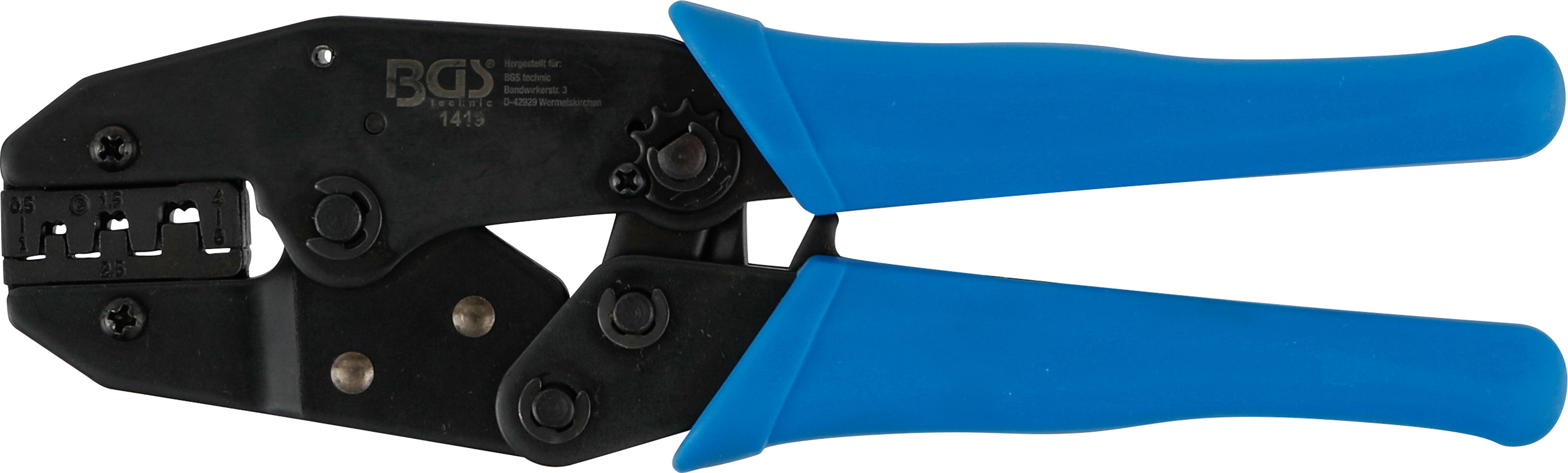 BGS Kabelschuhzange mit Ratschenfunktion | für unisolierte Kabelschuhe 0,5 - 6 mm²