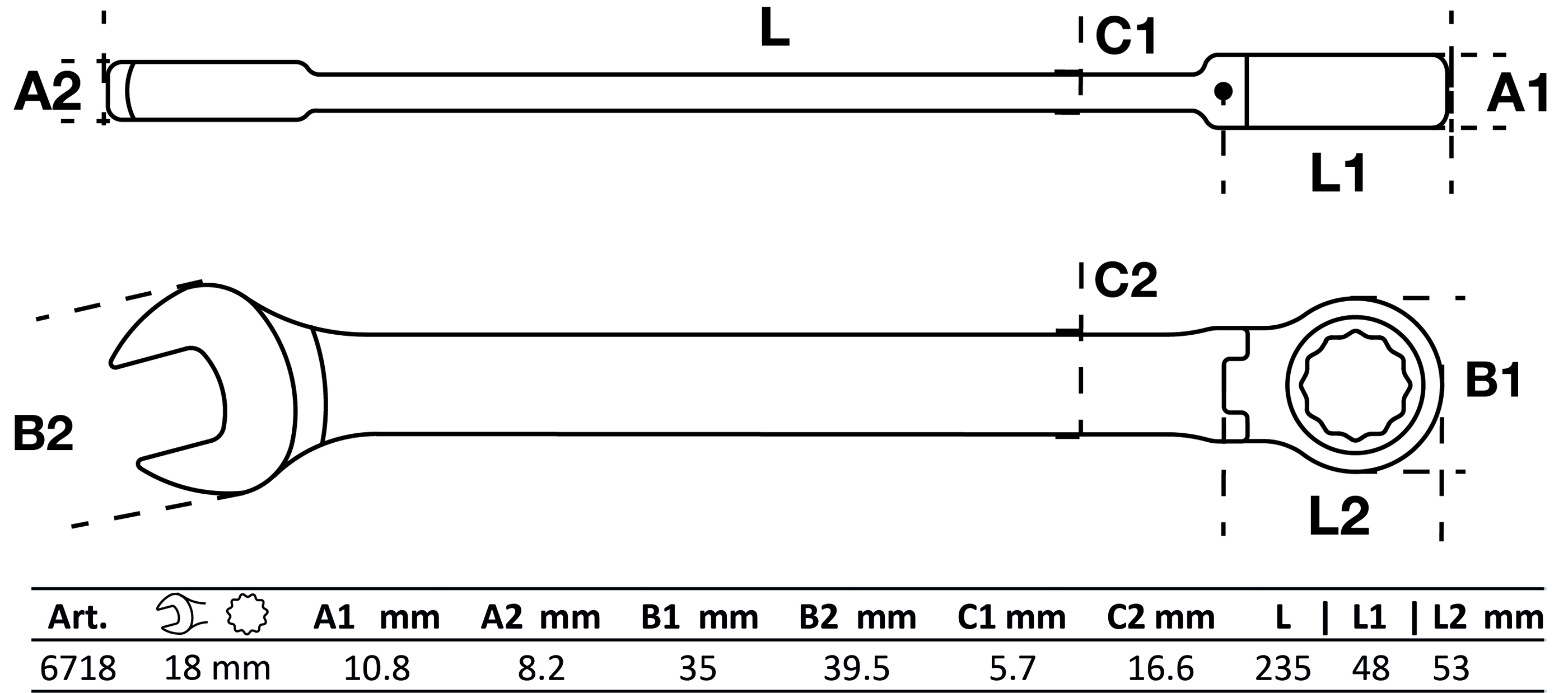 BGS Ratschenring-Maulschlüssel | abwinkelbar | SW 18 mm