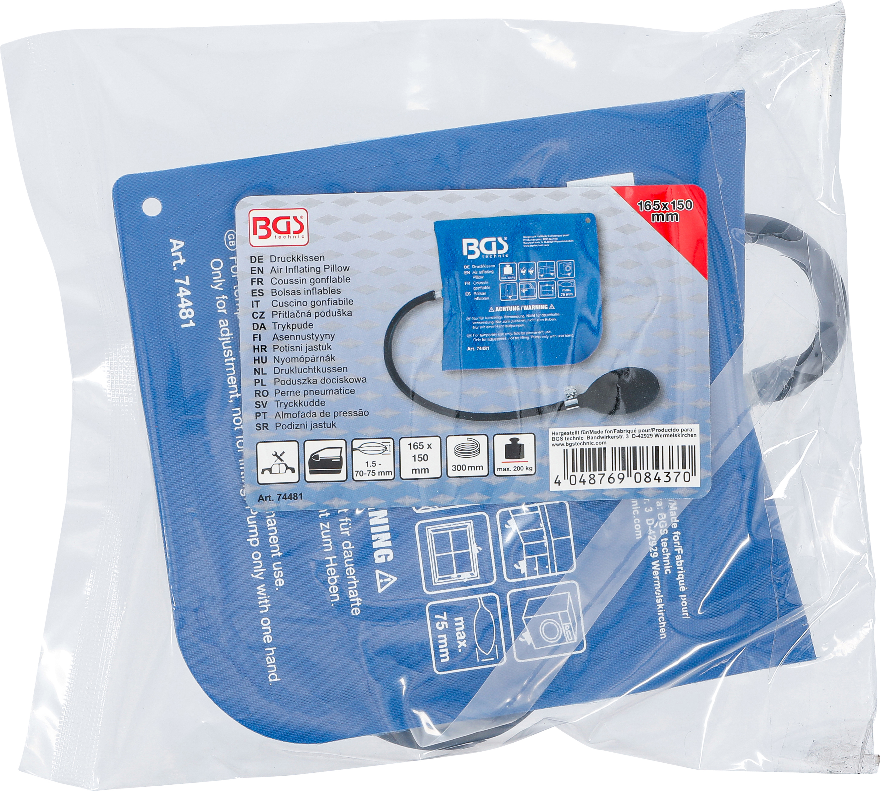 BGS Druckkissen | mit Handpumpe | Quadrat | 165 x 150 mm