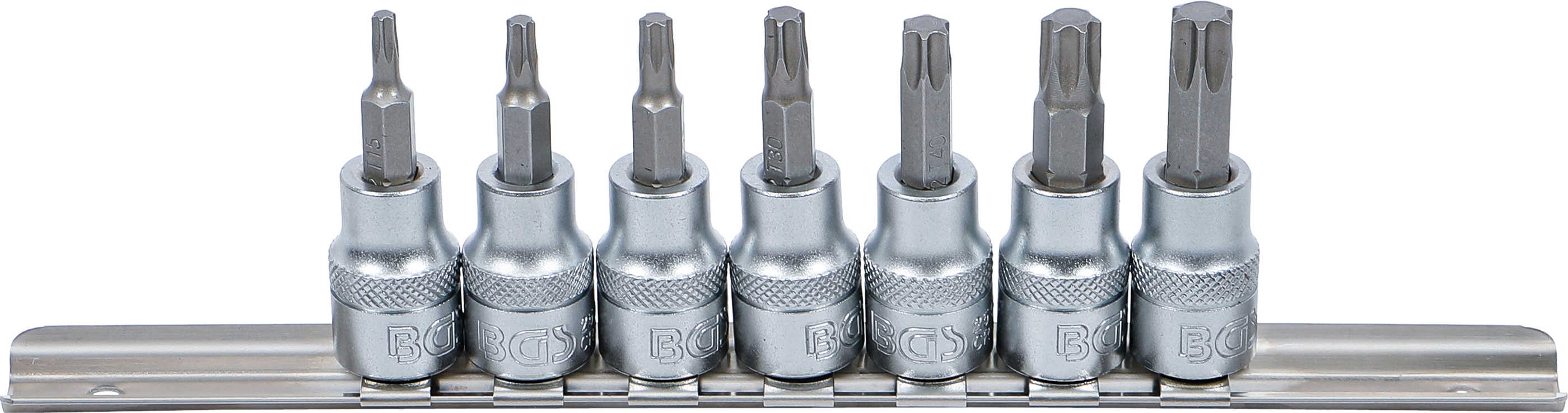 BGS Bit-Einsatz-Satz | Antrieb Innenvierkant 10 mm (3/8") | T-Profil (für Torx) T15 - T50 | 7-tlg.