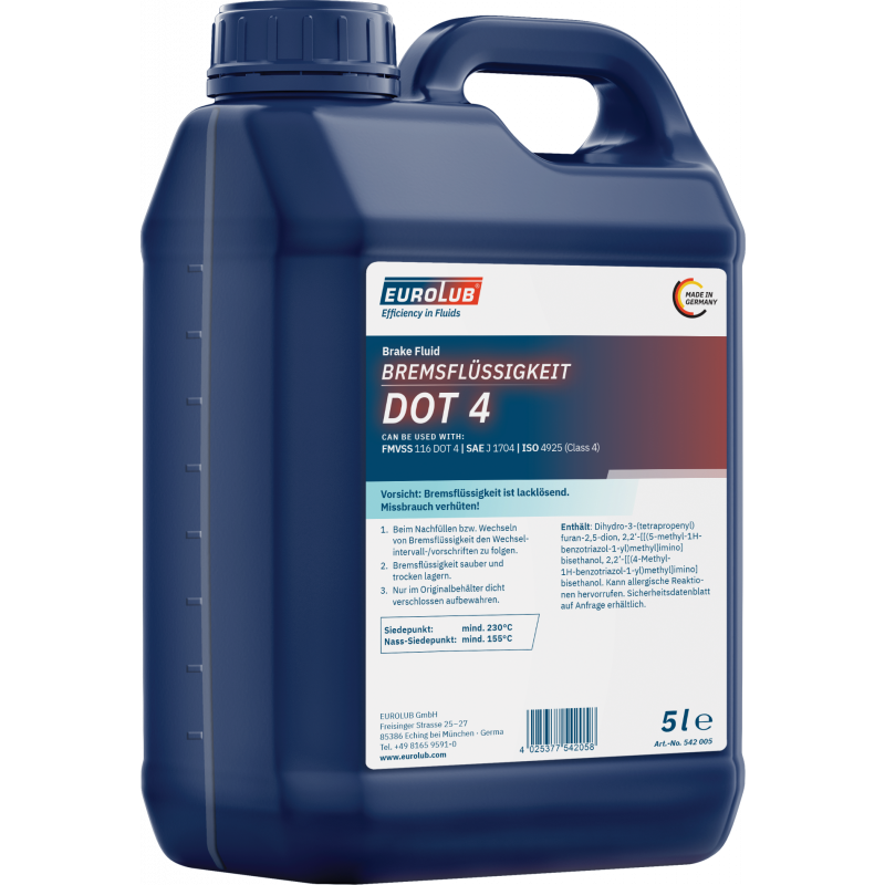 Eurolub Bremsflüssigkeit DOT-4 Brake Fluid 5 Liter