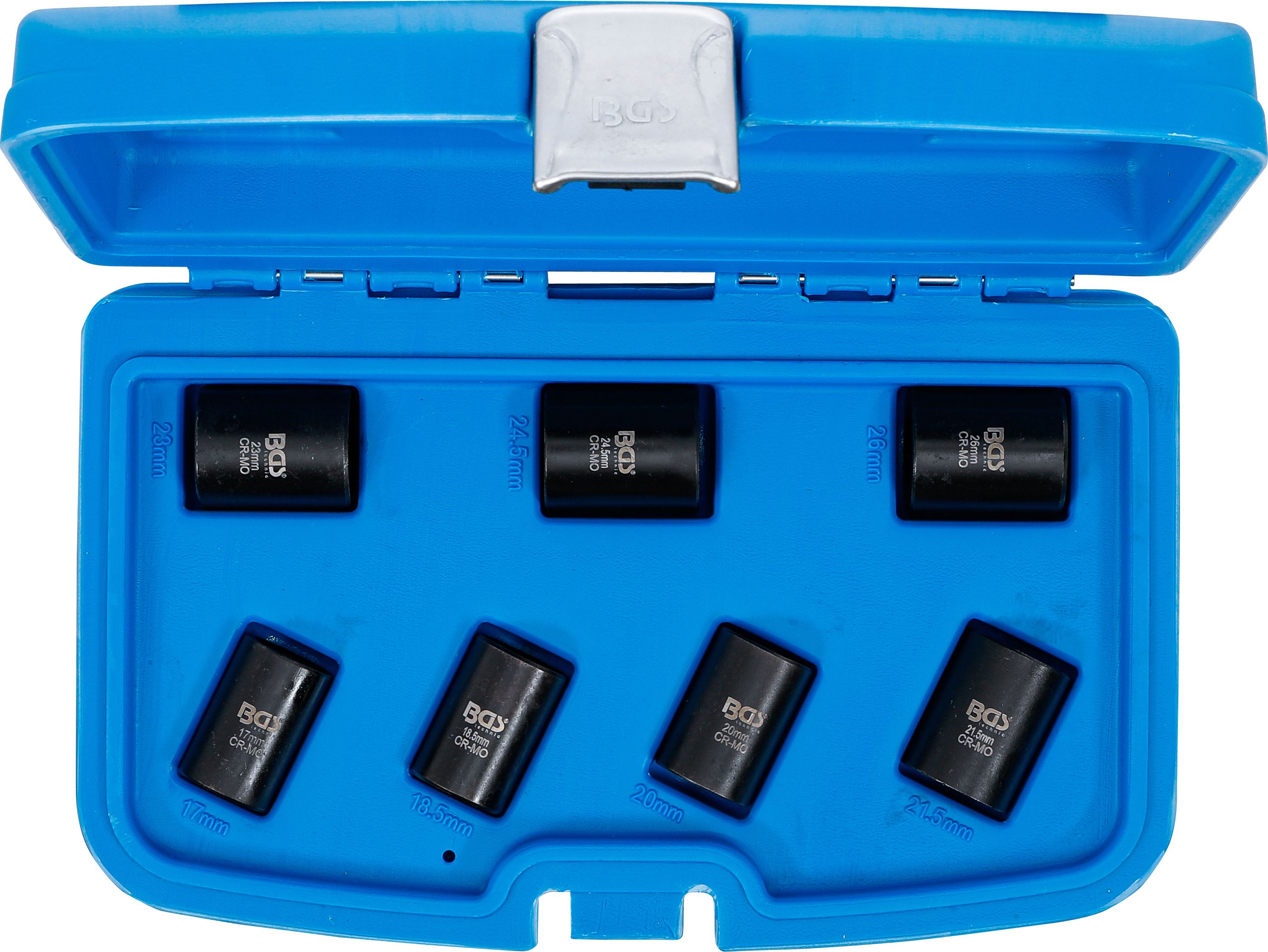 BGS Spiral-Profil-Steckschlüssel-Satz / Schraubenausdreher | Antrieb Innenvierkant 12,5 mm (1/2") | SW 17 - 26 mm | 7-tlg.