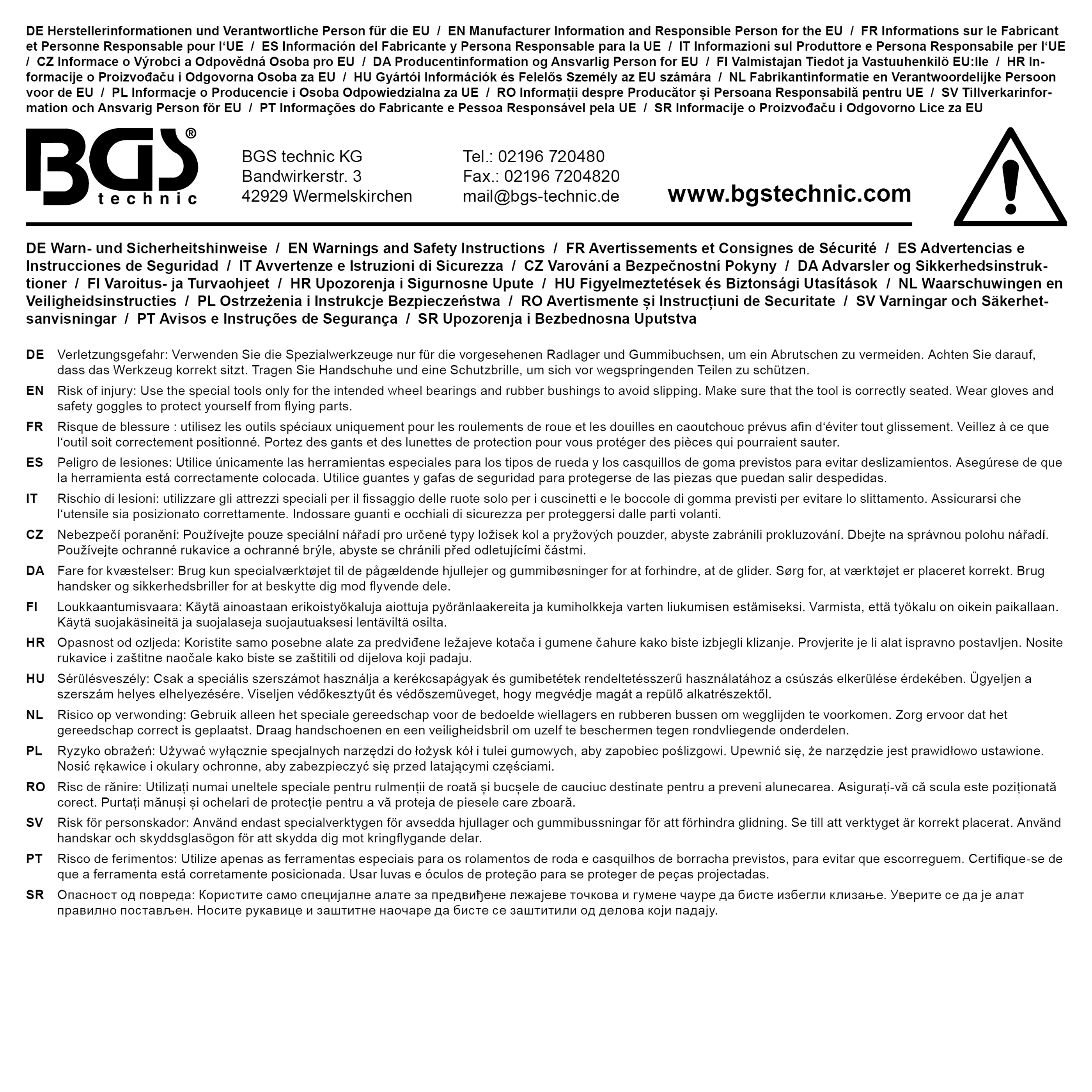 BGS Hinterachslager-Werkzeug-Satz | für VW T5