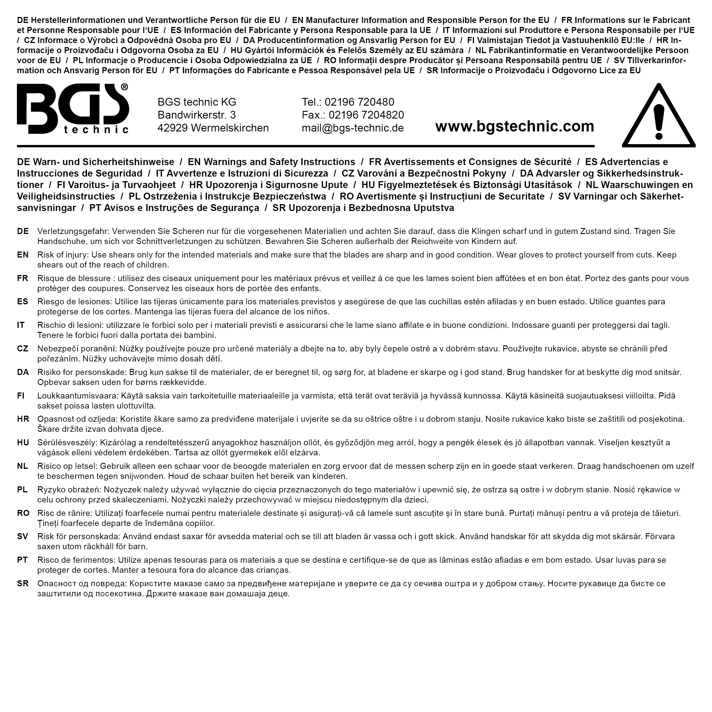 BGS Mini-Karosserie-Blechschere | geradeschneidend | 195 mm