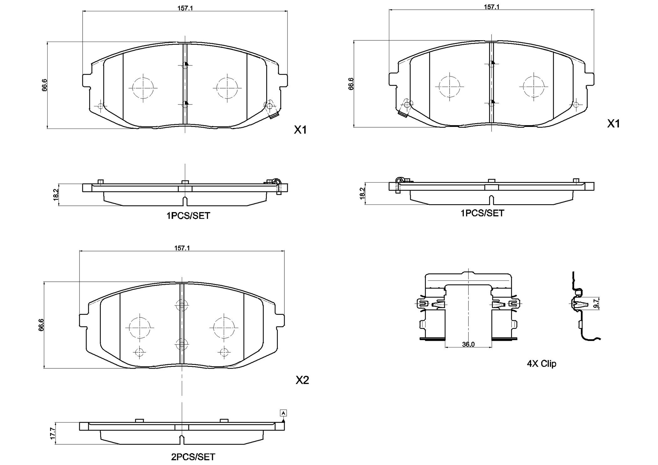 Bremsbelagsatz, Scheibenbremse