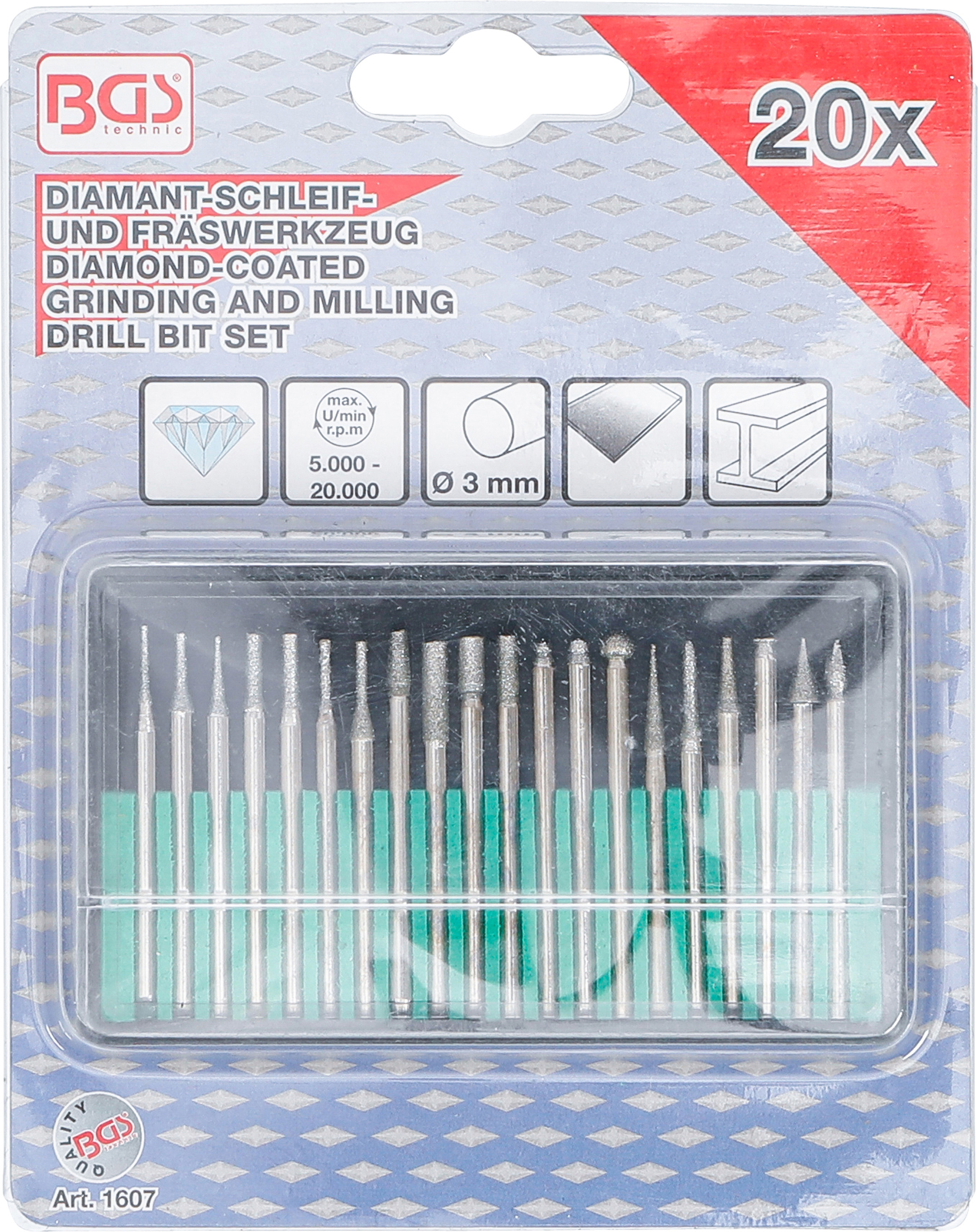 BGS Diamant-Schleif- und Fräswerkzeug | 20-tlg.