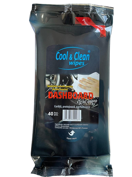 Cool & Clean Wipes Dashboard Wet Wipes Auto Cockpit Reinigungstücher 40 Stk