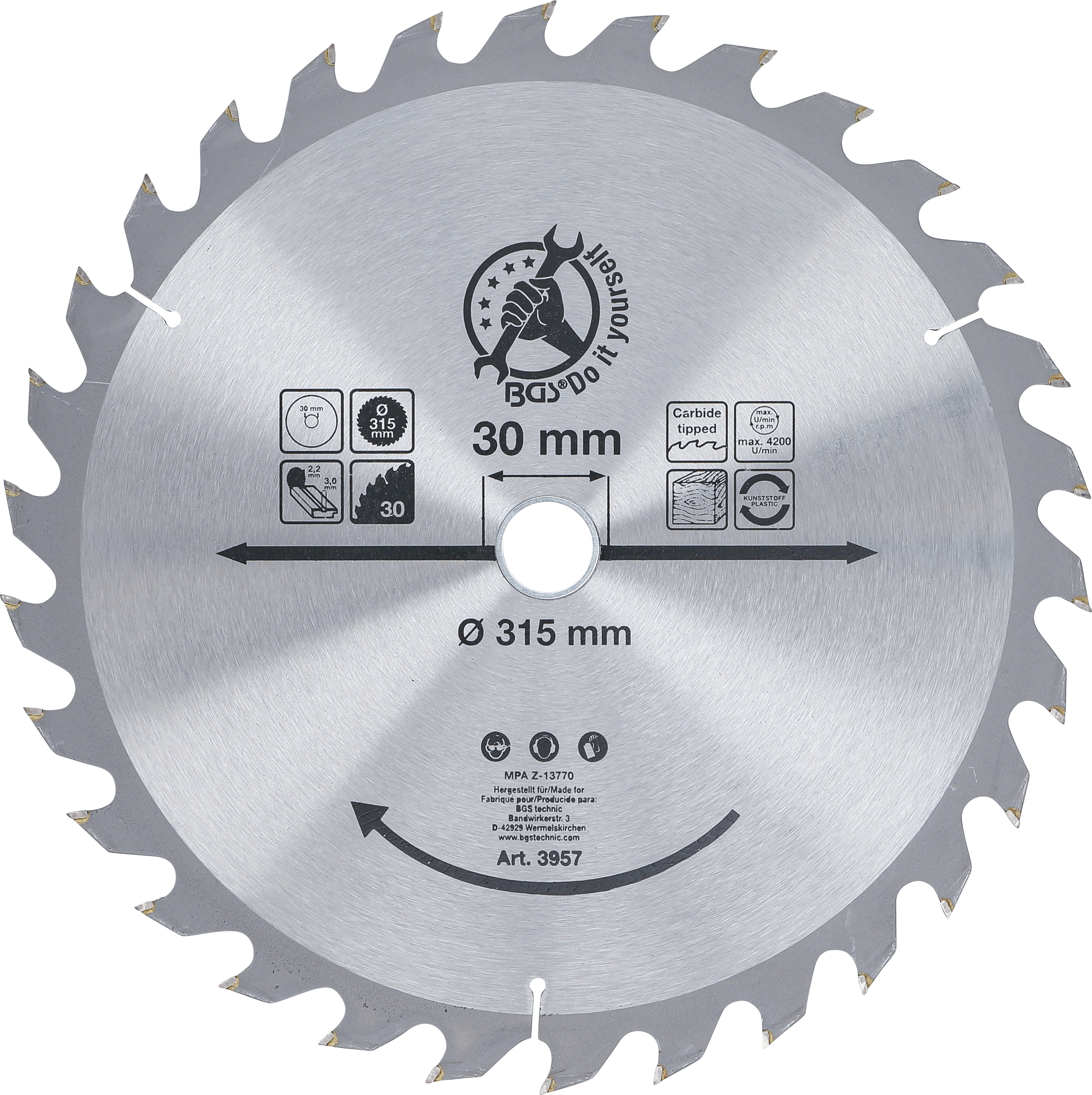 BGS Hartmetall-Kreissägeblatt | Ø 315 x 30 x 3,0 mm | 30 Zähne