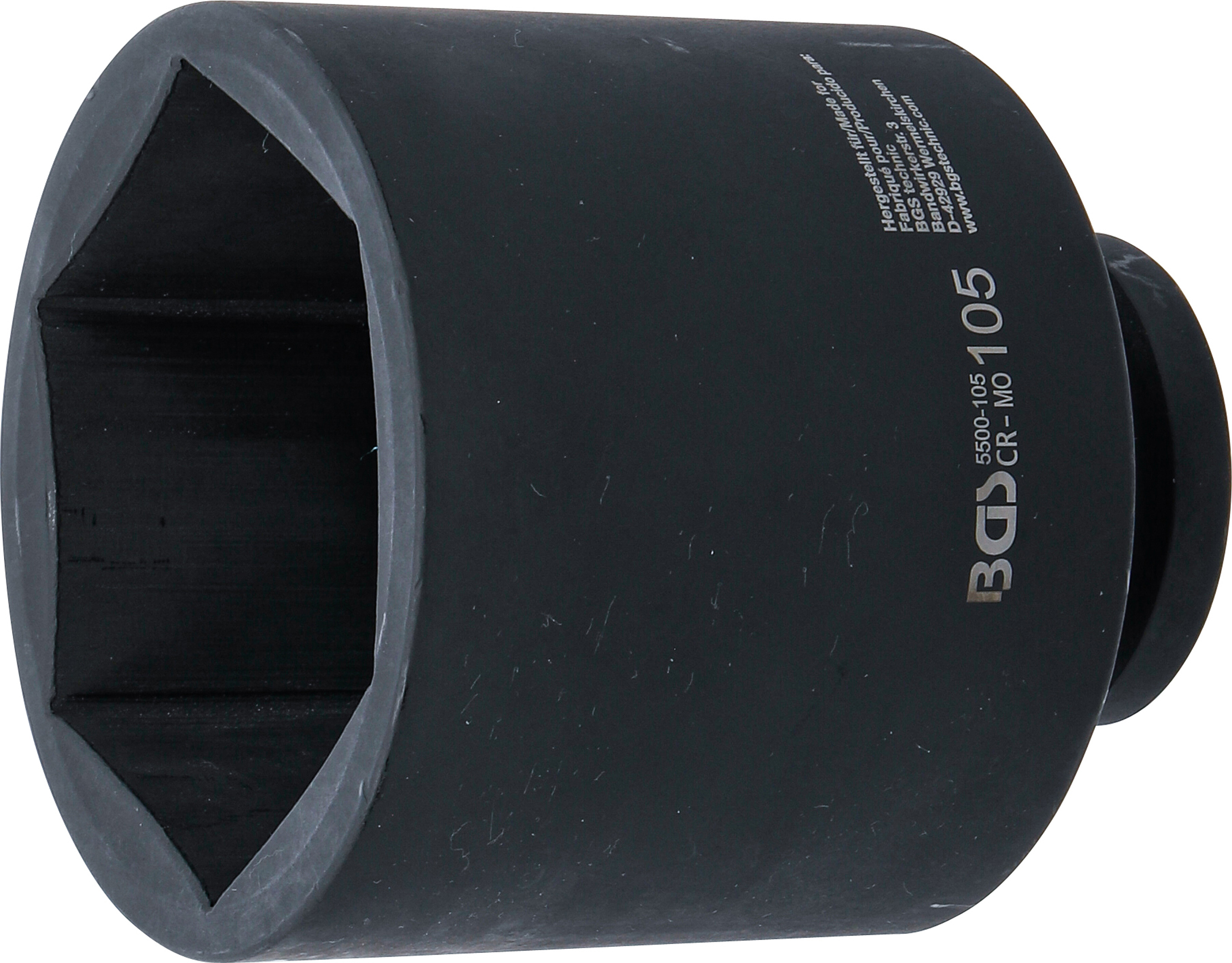 BGS Kraft-Steckschlüssel-Einsatz Sechskant, tief | Antrieb Innenvierkant 25 mm (1") | SW 105 mm