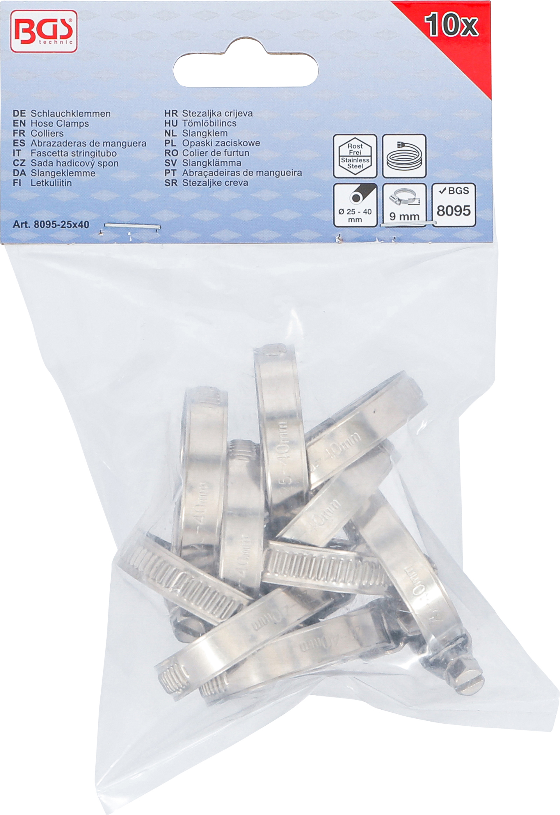 BGS Schlauchklemmen | rostfrei | 25 x 40 mm | 10-tlg. BGS Schlauchklemmen | rostfrei | 25 x 40 mm | 10-tlg.