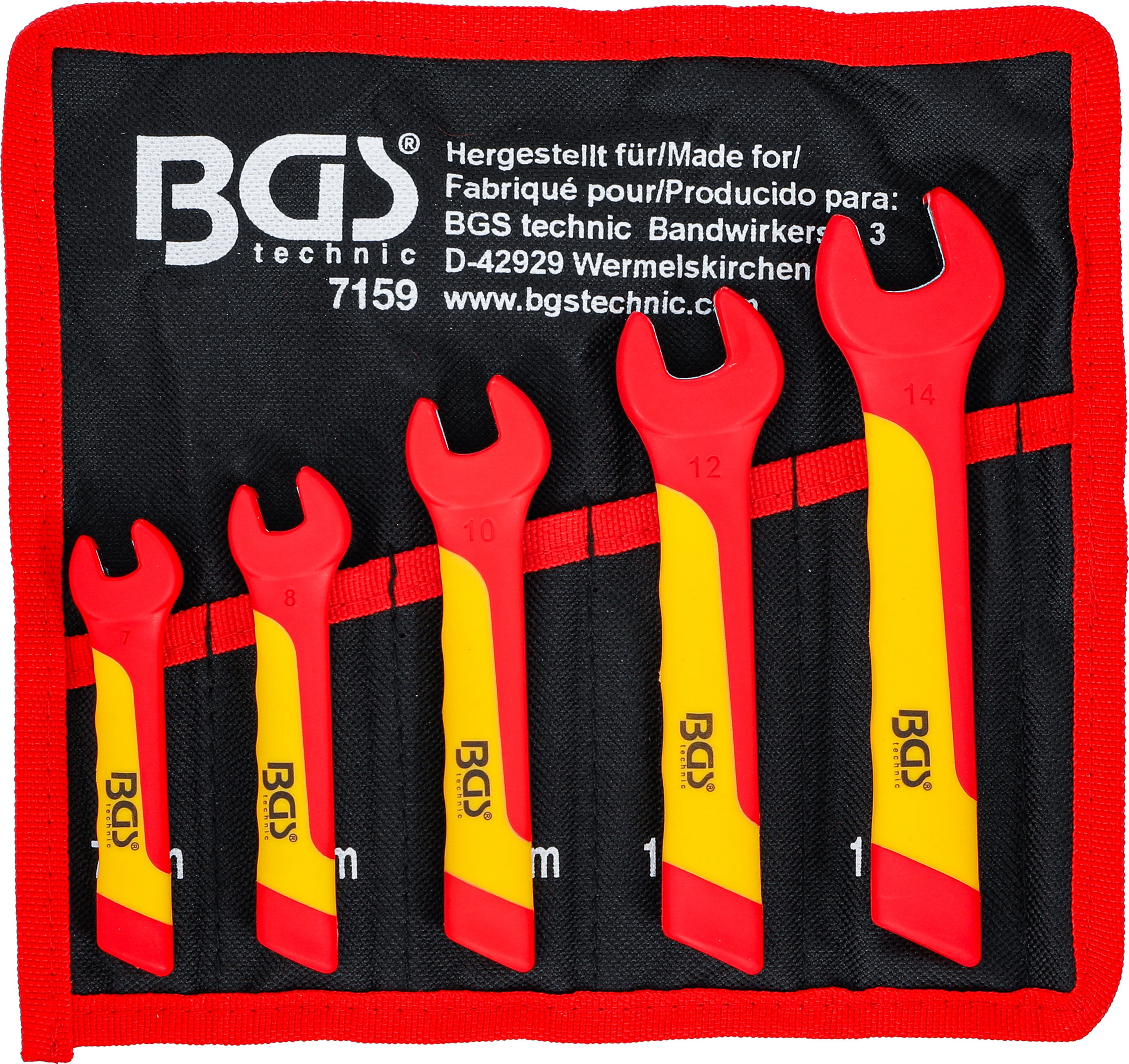 BGS VDE-Einmaulschlüssel-Satz | SW 7 - 14 mm | 5-tlg.