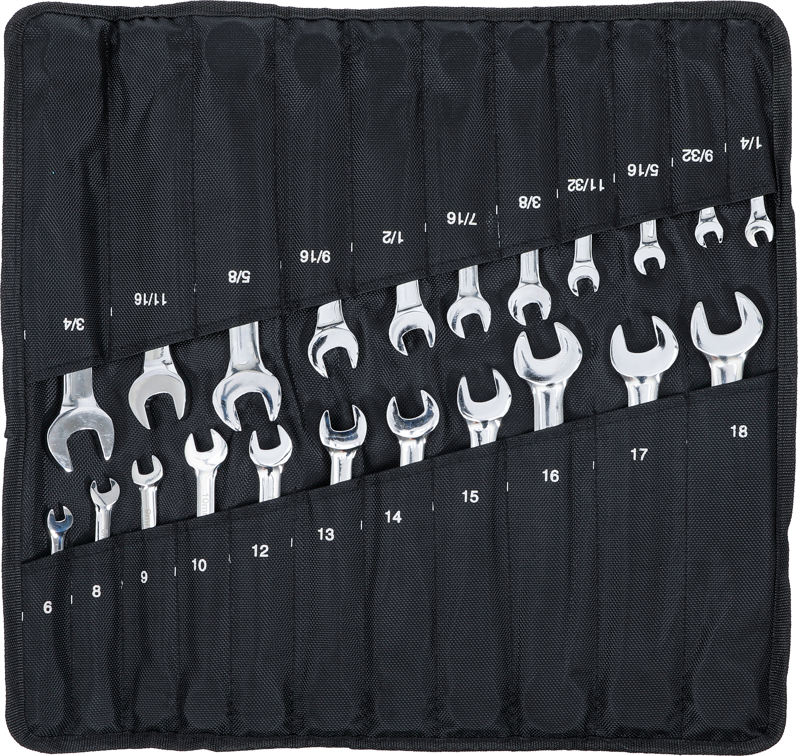 BGS Ratschenring-Maulschlüssel-Satz | metrisch / Zollgrößen | 22-tlg.