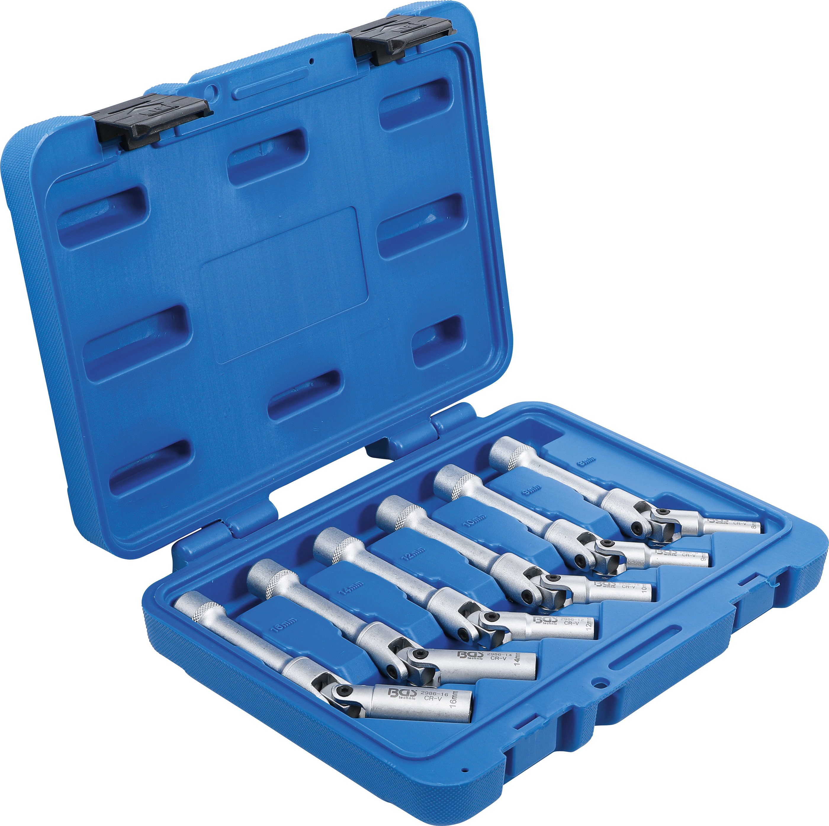 BGS Universal Glühkerzen-Gelenkschlüssel-Satz, Sechskant | Antrieb Innenvierkant 10 mm (3/8") | SW 8 - 16 mm | 6-tlg.