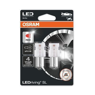 LED Glühbirne (Blister 2Stück) P21W 12V 1,9W BA15S keine Zertifizierung der Zulassung LEDriving SL, rot