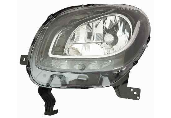 Scheinwerfer L (H4/LED, ohne motor, einsatzfarbe: schwarz, blinkerfarbe: durchsichtig) passt zu: SMART FORFOUR, FORTWO 453 07.14-