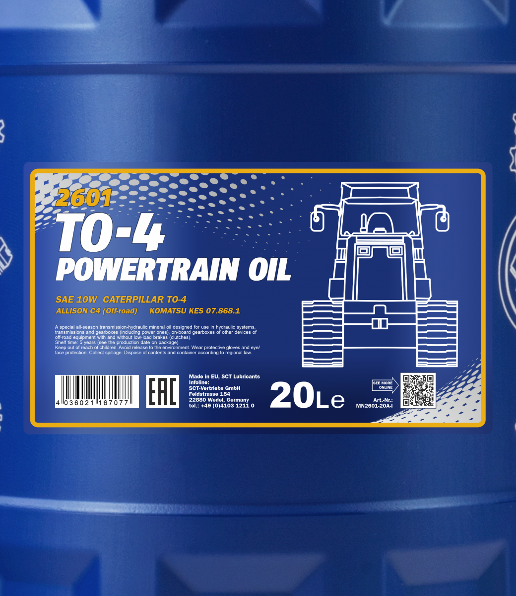 Mannol 2601 TO-4 Powertrain Oil SAE 10W Getriebehydraulik Mineralöl 20 Liter