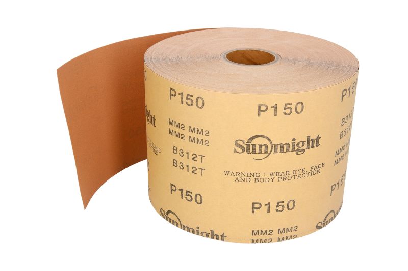 Sunmight Schmiergelpapier Schleifpapier P150 Rolle 115mm x 50m beige