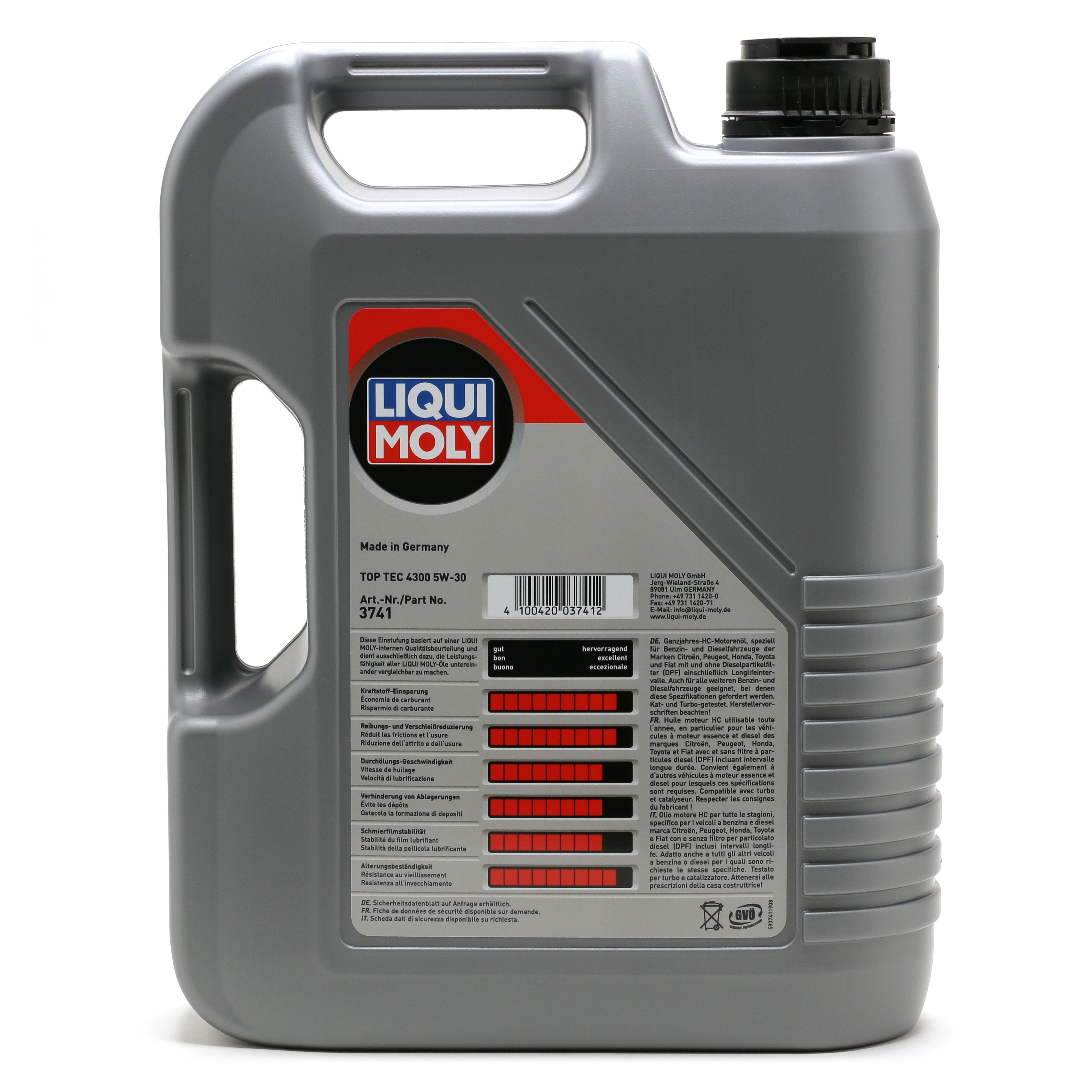 5W-30 Liqui Moly 3741 Top Tec 4300 Motoröl 5 Liter