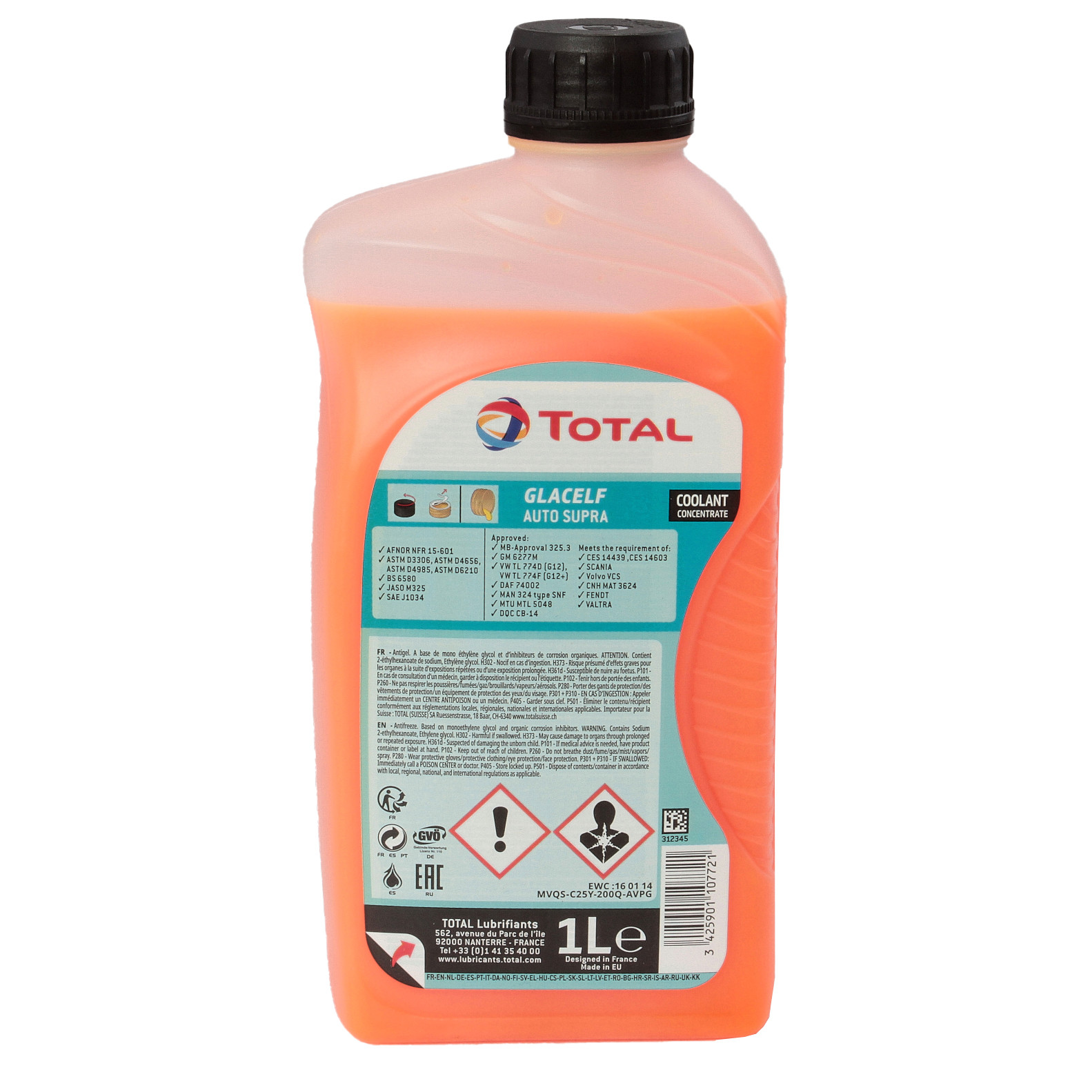 Total Glacelf Auto Supra Kühlerfrostschutz Konzentrat G12 Rosa 1 Liter