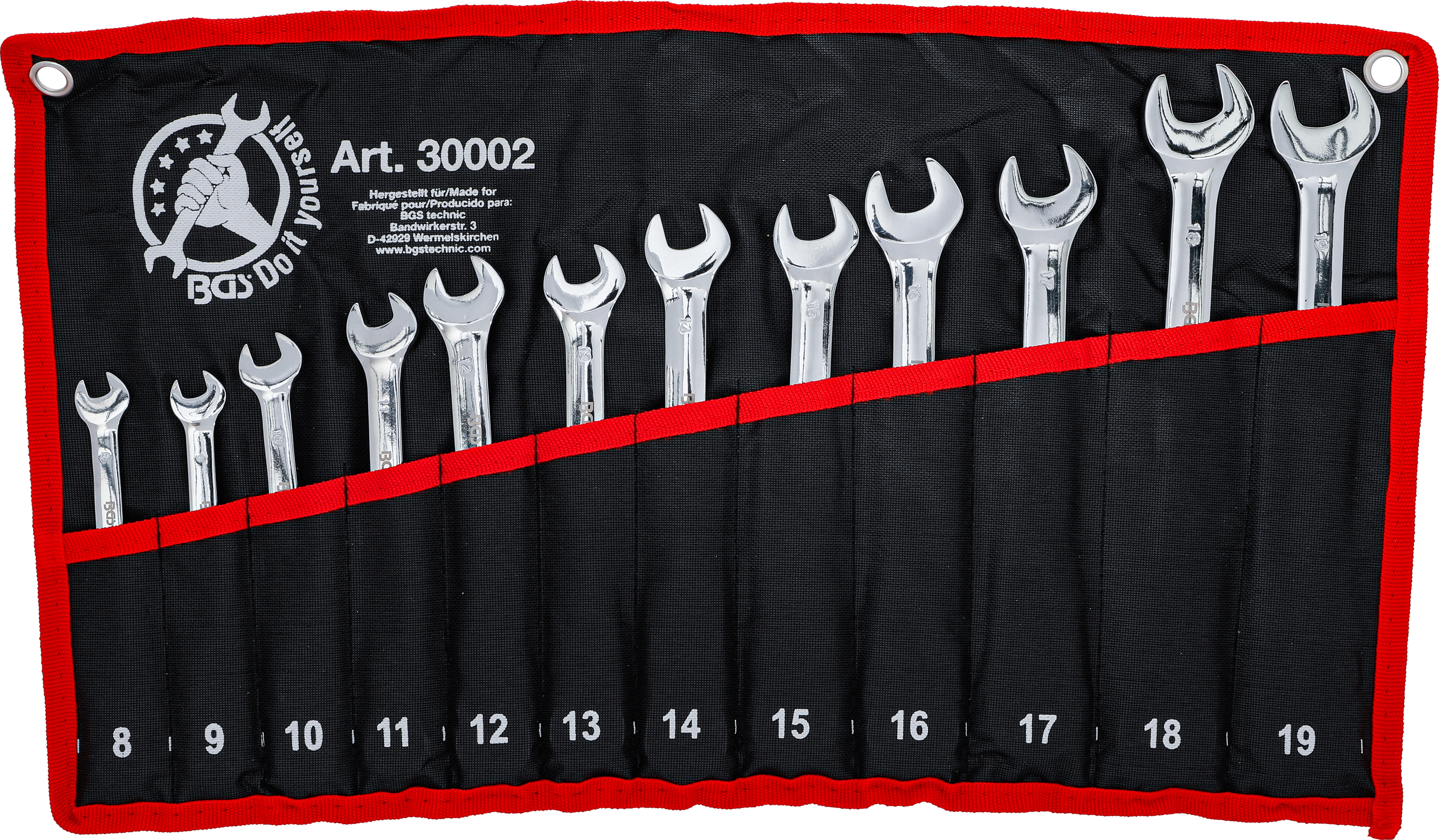 BGS Ratschenring-Maulschlüssel-Satz | flexible Köpfe | SW 8 - 19 mm | 12-tlg.