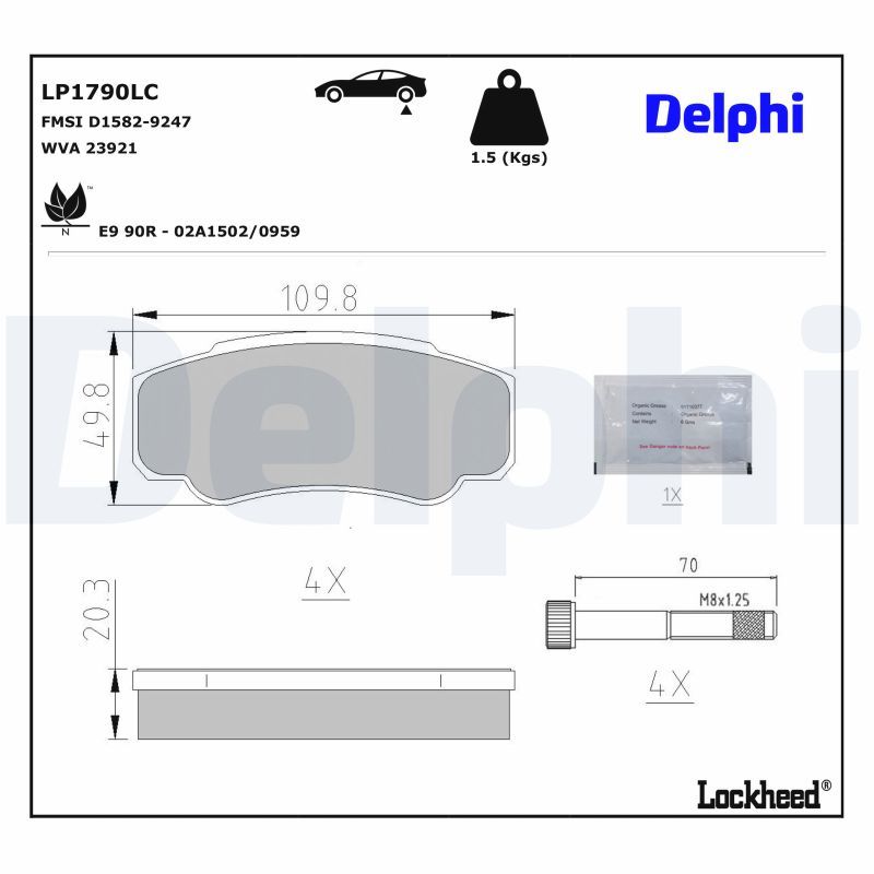 Bremsbelagsatz, Scheibenbremse LP1790LC “DELPHI”
