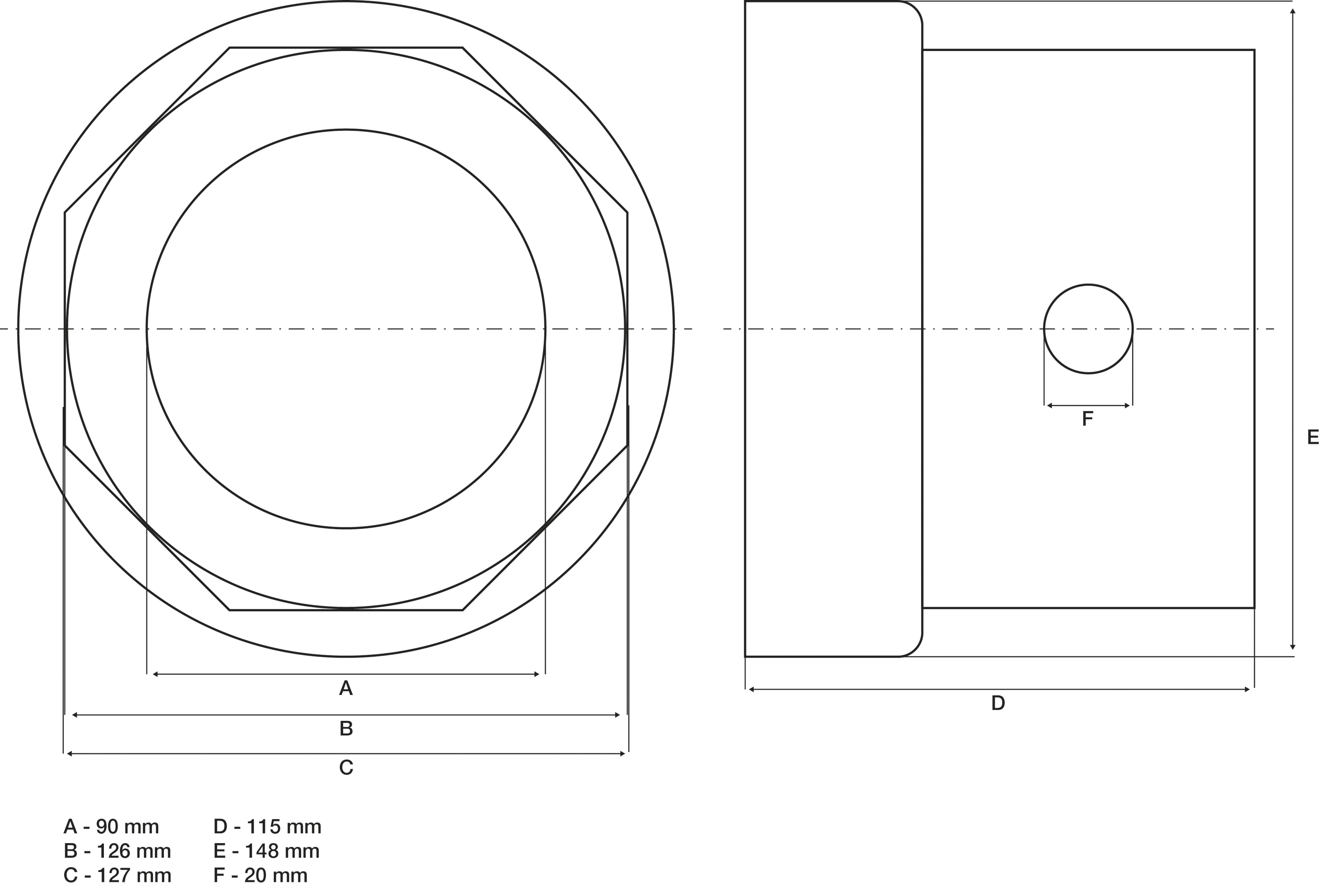 BGS Nabenmuttern-Schlüssel | Achtkant | für R.O.R. Anhänger | SW 127 mm