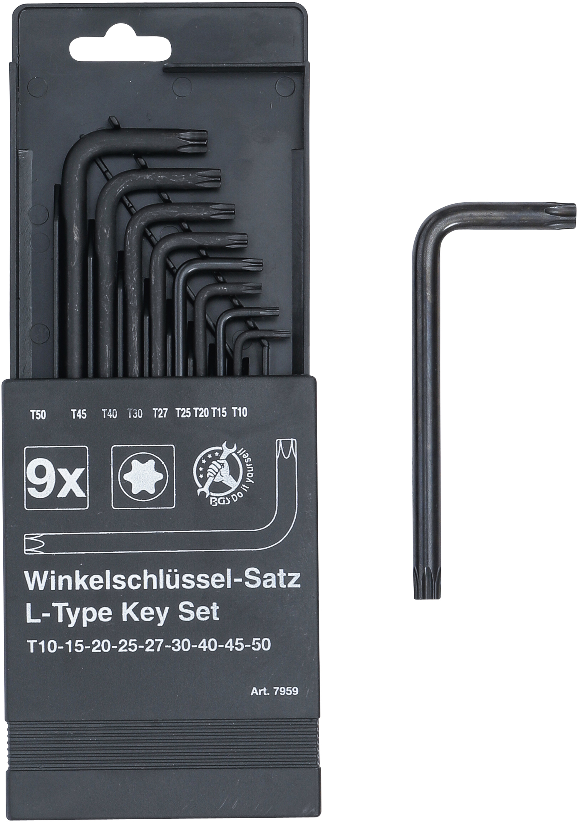 BGS Winkelschlüssel-Satz | T-Profil (für Torx) T10 - T50 | 9-tlg.
