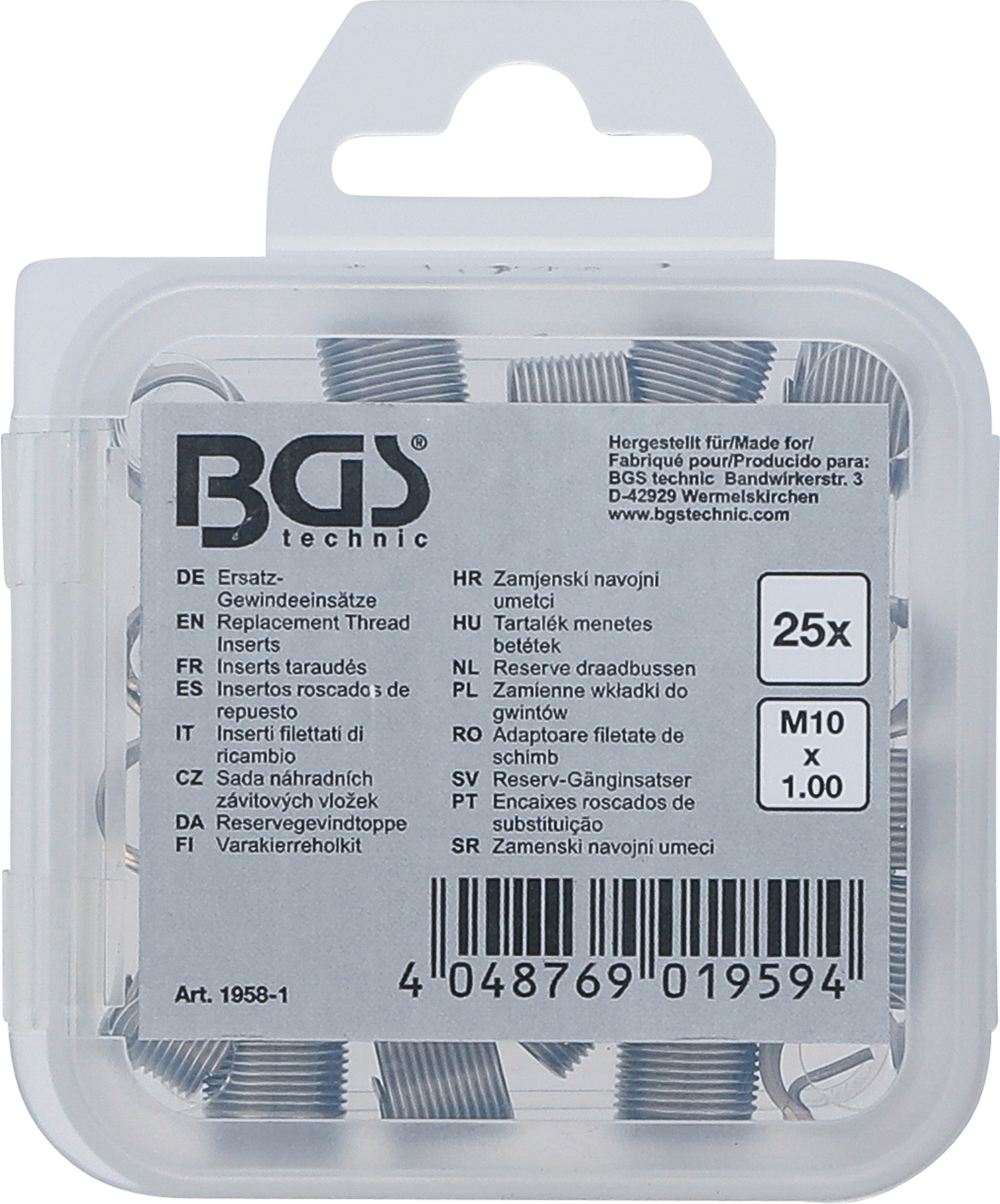 BGS Ersatz-Gewindeeinsätze | M10 x 1,0 | 25-tlg. BGS Ersatz-Gewindeeinsätze | M10 x 1,0 | 25-tlg.