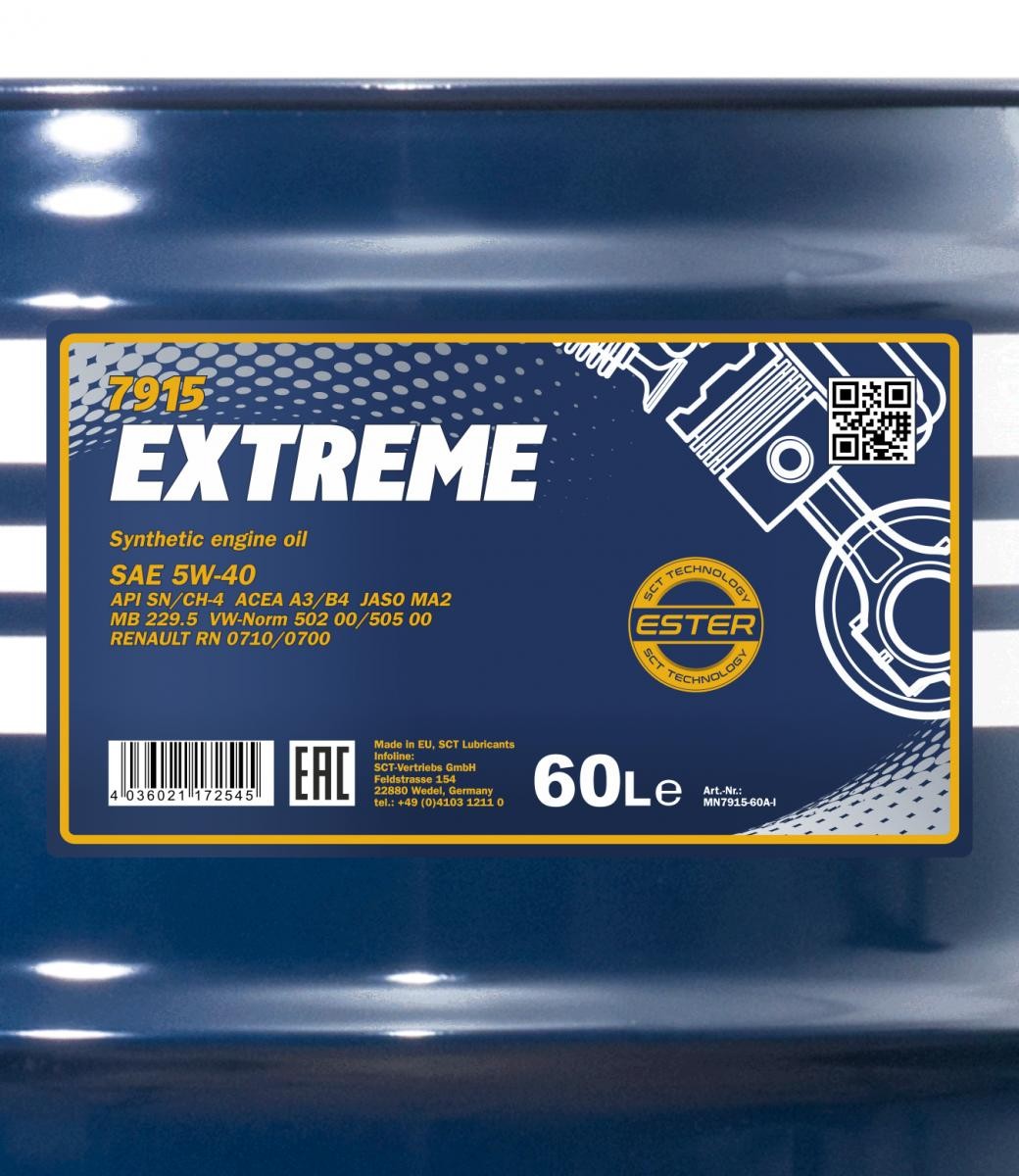 5W-40 Mannol 7915 Extreme Motoröl 60 Liter