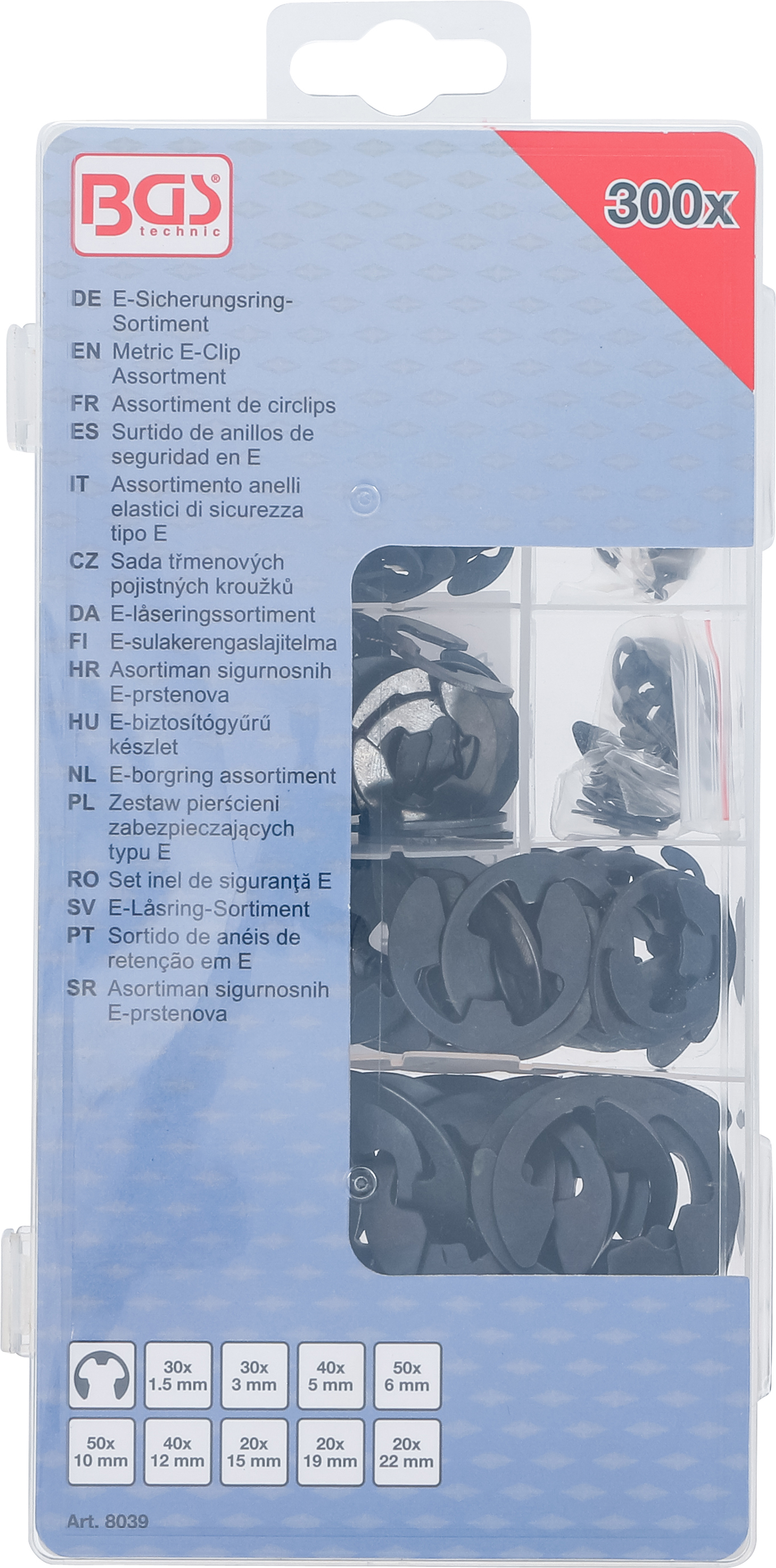 BGS E-Sicherungsring-Sortiment | 1,5 - 22 mm | 300-tlg.