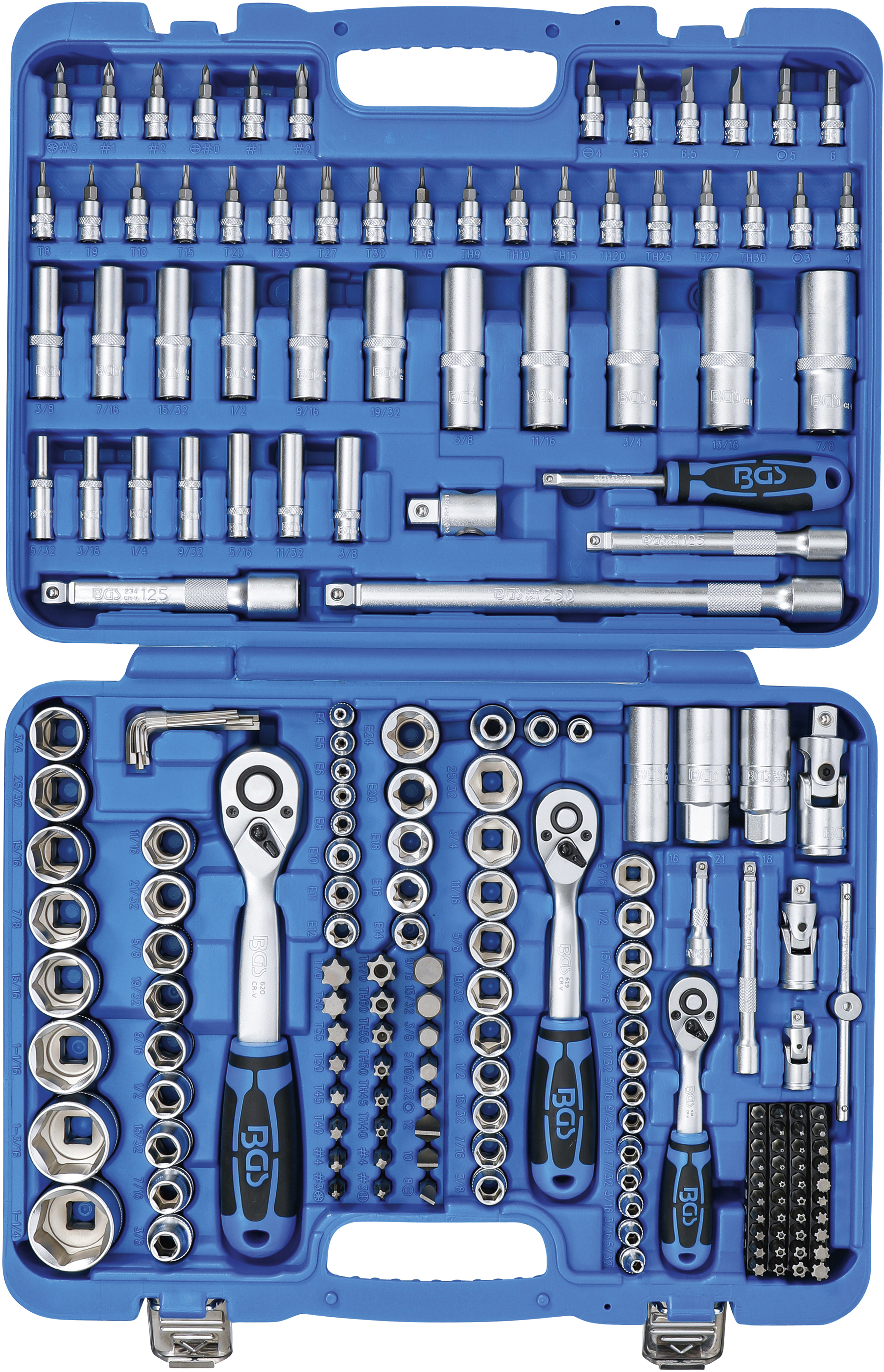 BGS Steckschlüssel-Satz Sechskant | Antrieb 6,3 mm (1/4") / 10 mm (3/8") / 12,5 mm (1/2") | Zollgrößen | 192-tlg. BGS Steckschlüssel-Satz Sechskant | Antrieb 6,3 mm (1/4") / 10 mm (3/8") / 12,5 mm (1/2") | Zollgrößen | 192-tlg.