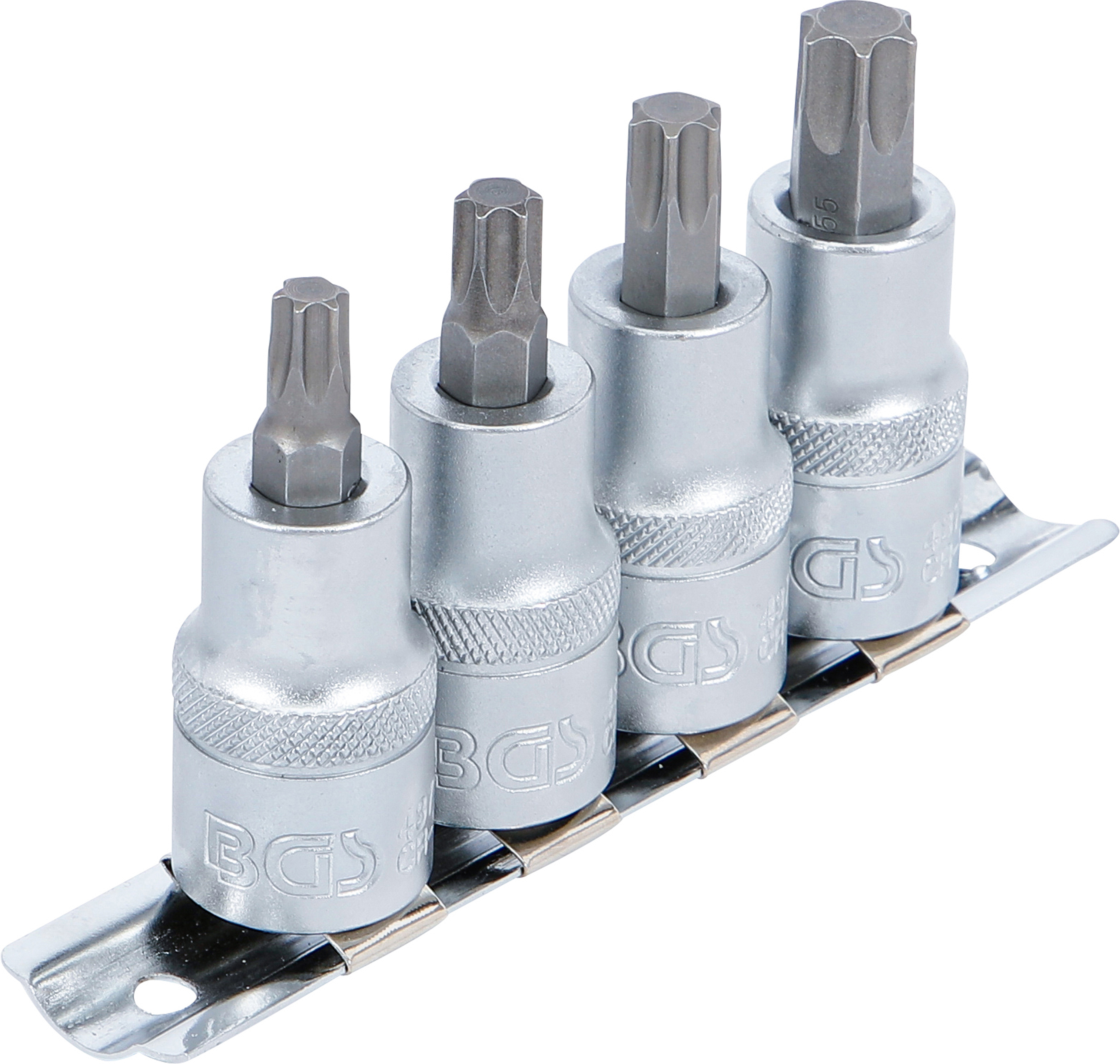 BGS Bit-Einsatz-Satz | Antrieb Innenvierkant 12,5 mm (1/2") | T-Profil (für Torx) T40 - T55 | 4-tlg.