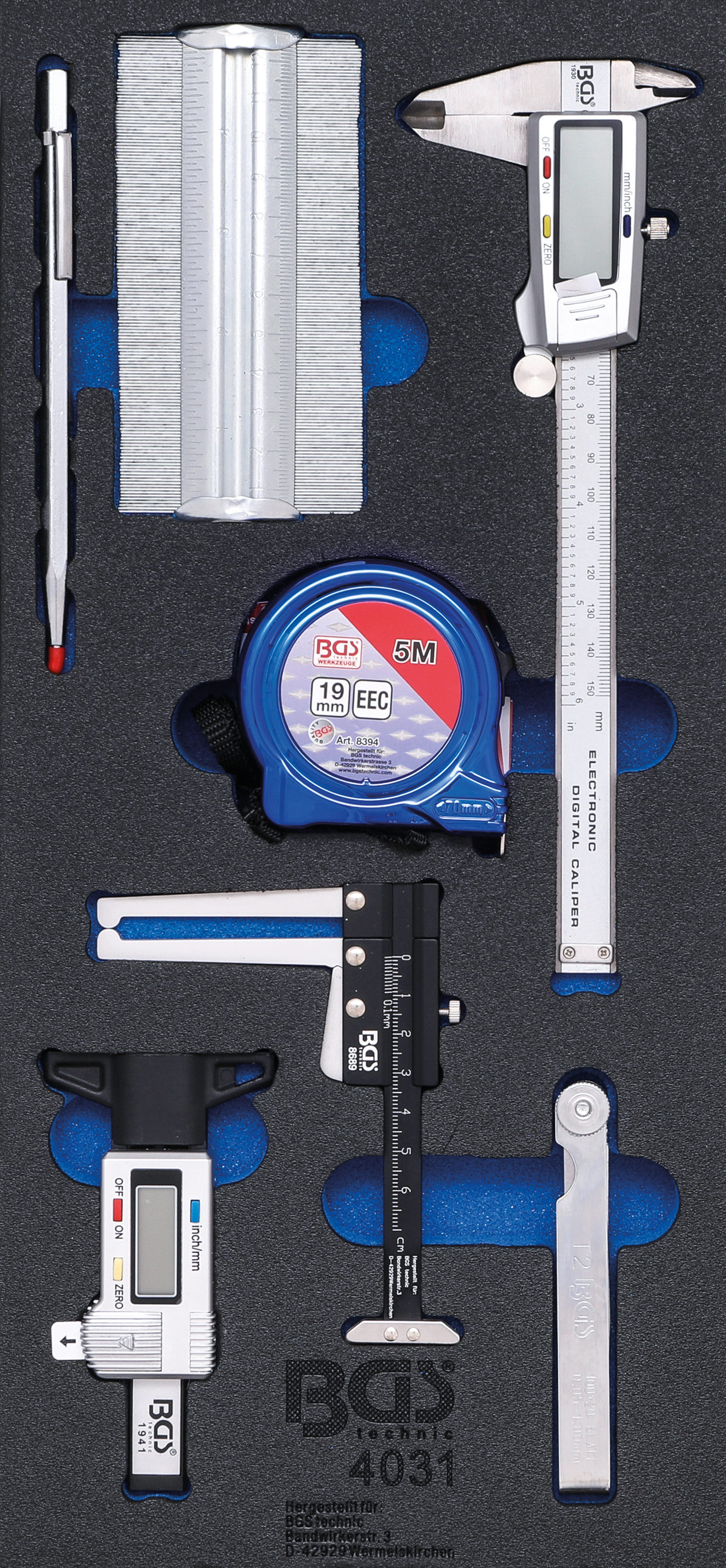 BGS Werkstattwageneinlage 1/3: Messwerkzeug-Satz | 7-tlg.
