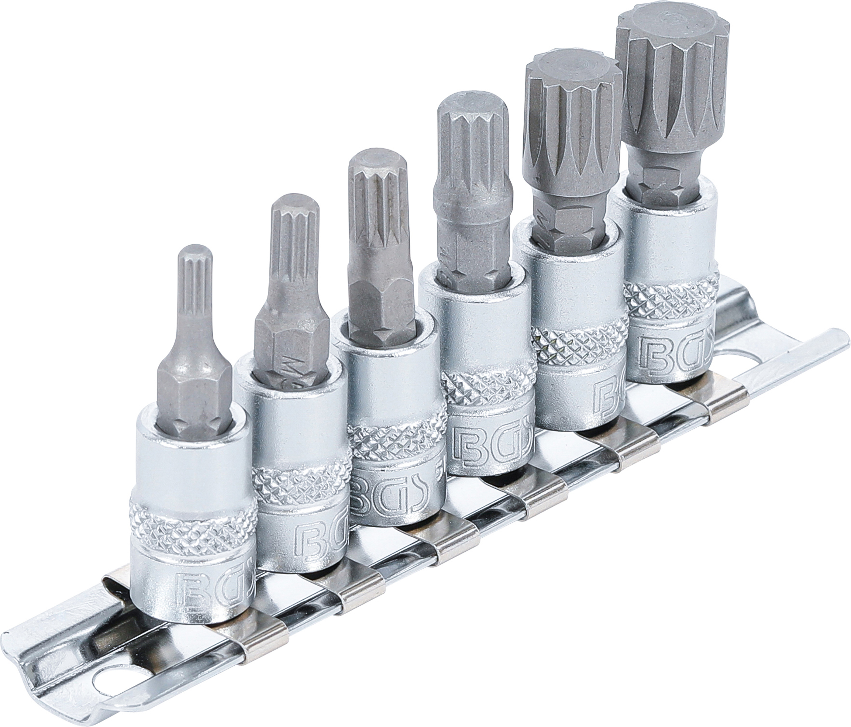 BGS Bit-Einsatz-Satz | Antrieb Innenvierkant 6,3 mm (1/4") | Innenvielzahn (für XZN) M4 - M12 | 6-tlg.