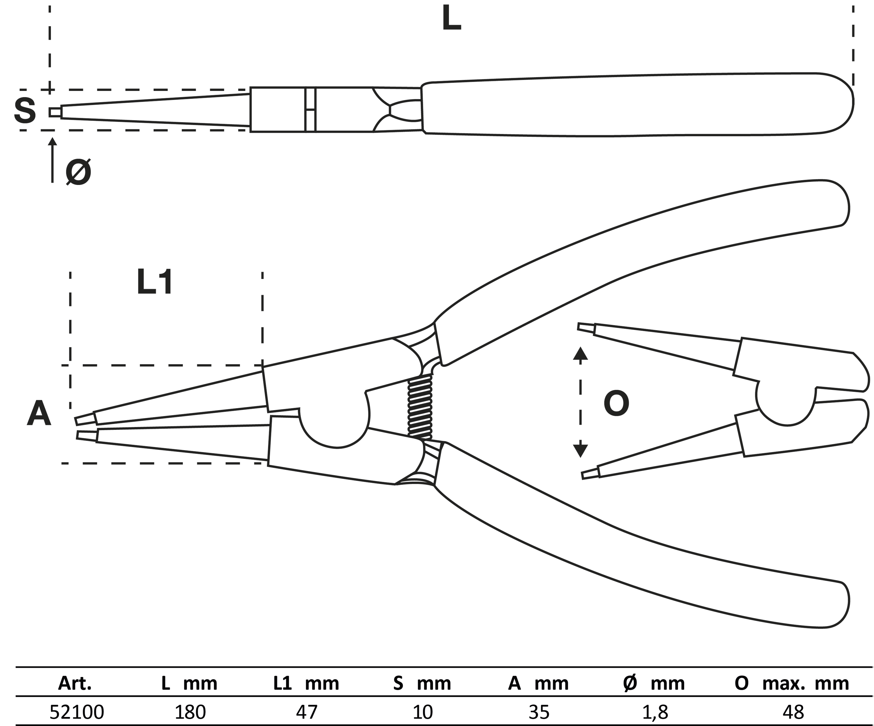 BGS Sprengringzangen-Satz | 175 mm | 4-tlg.