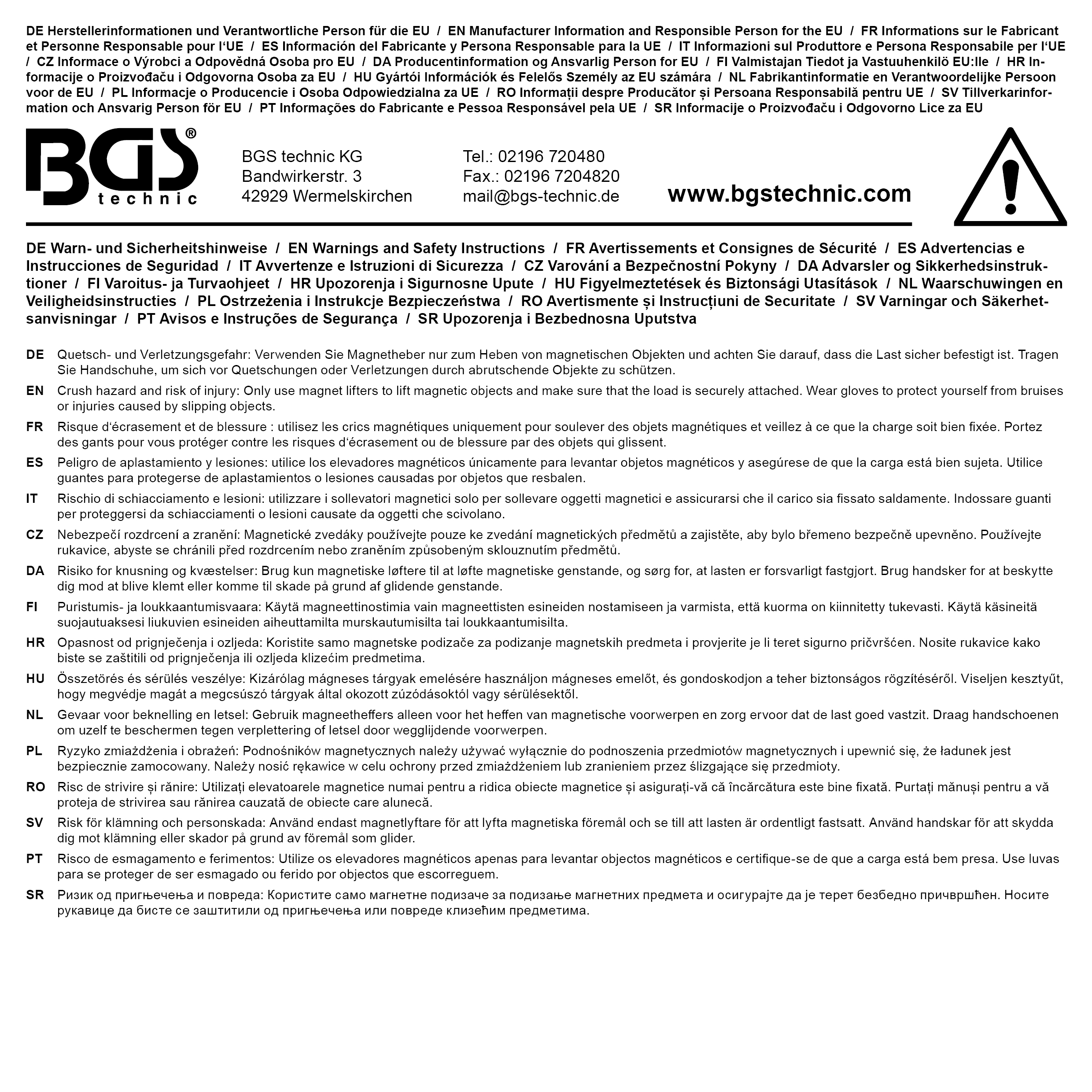 BGS Magnetheber mit LED | 600 mm | Zugkraft 1,5 kg