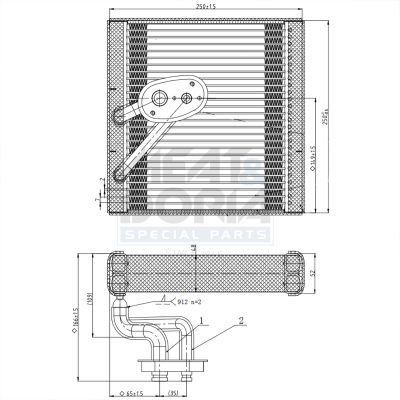 Verdampfer, Klimaanlage MD997048 “MEAT & DORIA 307 mm, 195 mm”