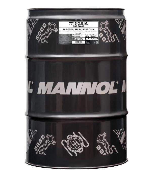 5W-30 Mannol 7715 Longlife 504 507 für VW Audi Skoda Motoröl 208 Liter