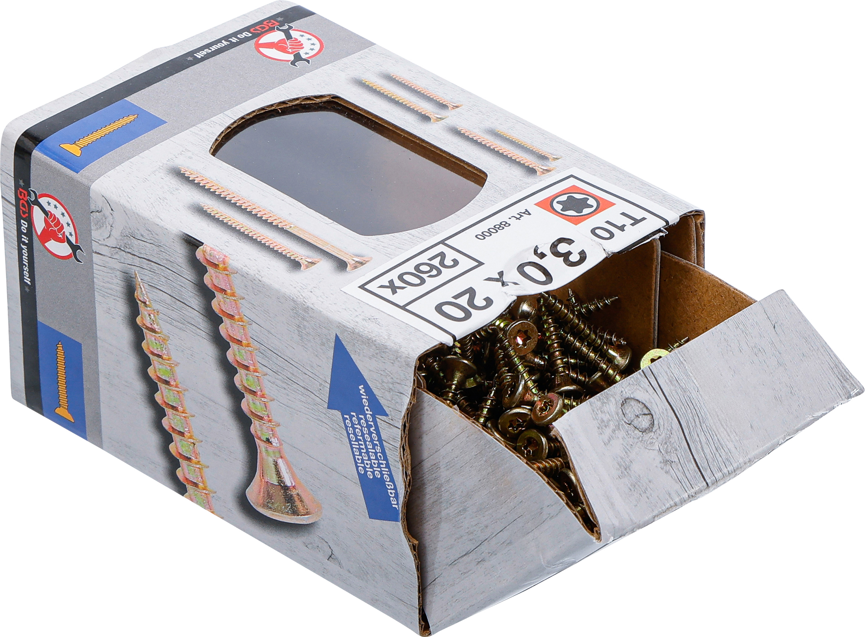 BGS Mehrzweckschrauben | T-Profil (für Torx) T10 | 3,0 x 20 mm | 260 Stück