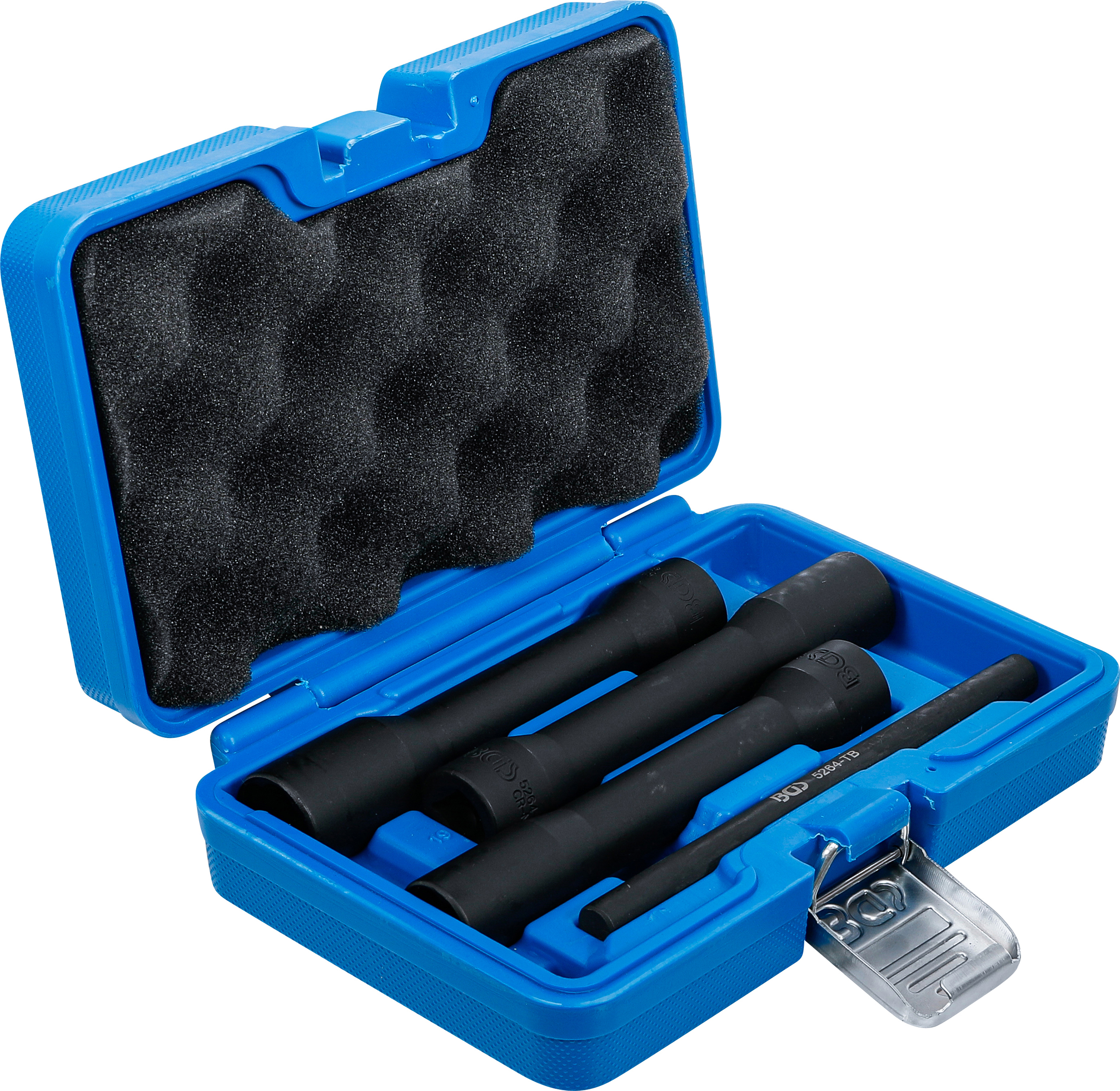 BGS Spiral-Profil-Steckschlüssel-Satz / Schraubenausdreher, tief | Antrieb Innenvierkant 12,5 mm (1/2") | SW 17 - 21 mm | 4-tlg.