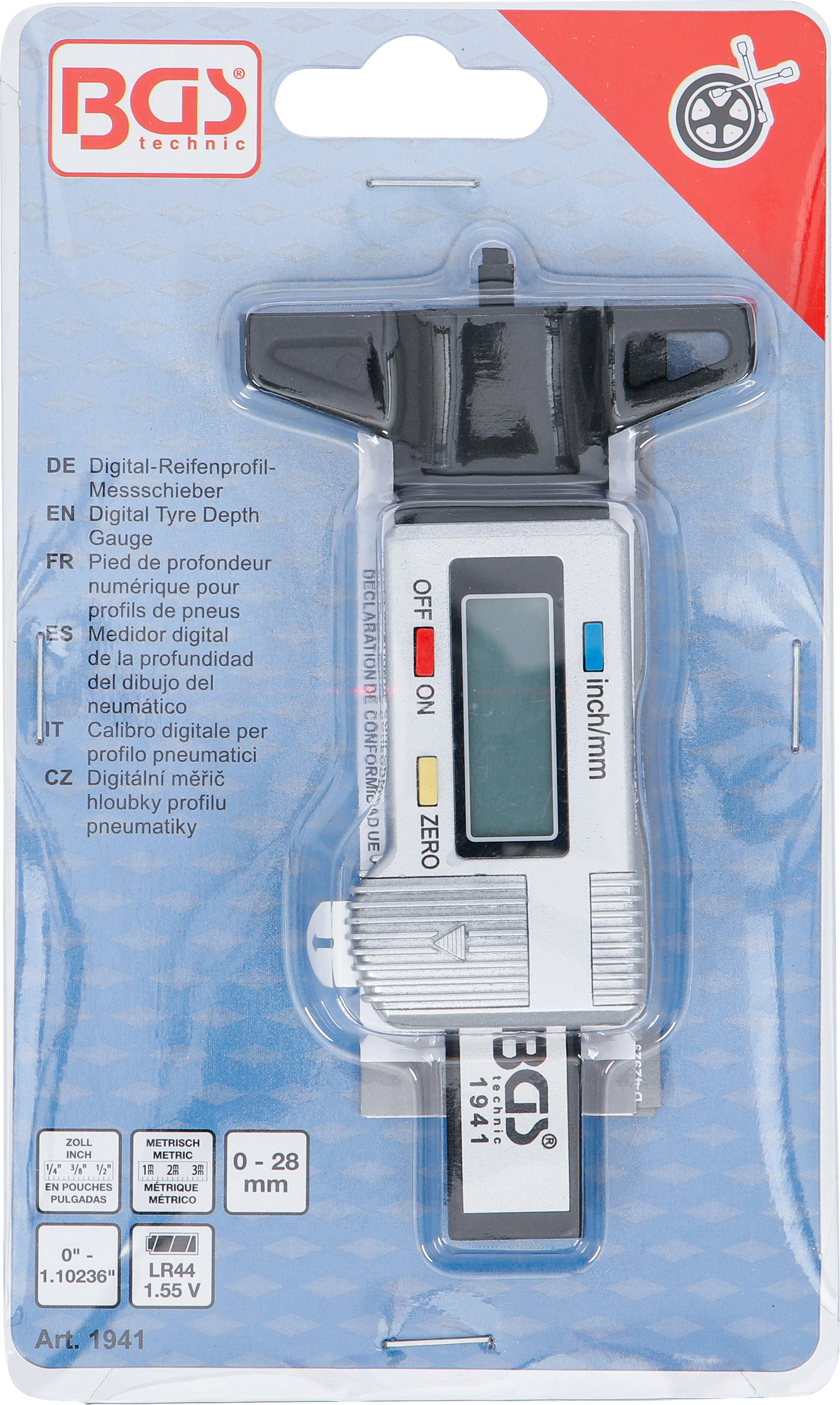 BGS Digital-Reifenprofil-Messschieber | 0 - 28 mm