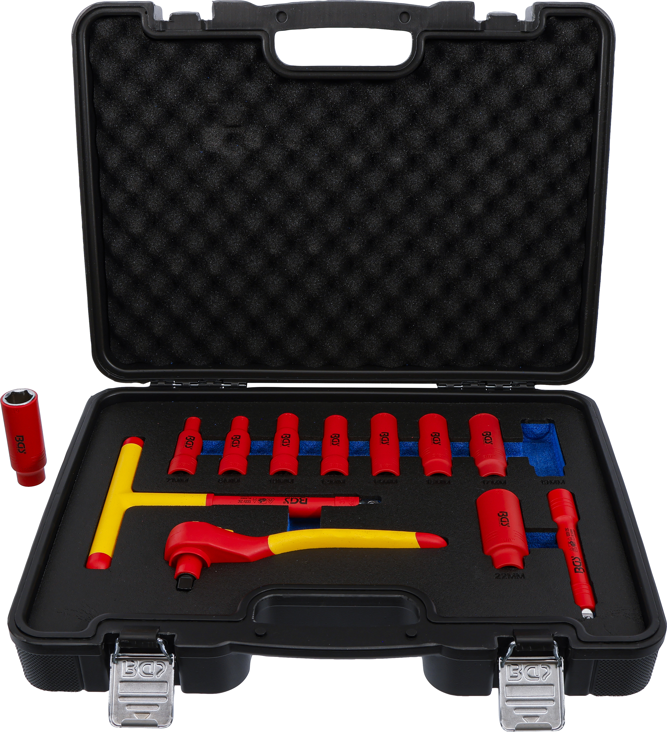 BGS VDE-Steckschlüssel-Satz | Antrieb Innenvierkant 10 mm (3/8") | SW 7 - 22 mm | 12-tlg.
