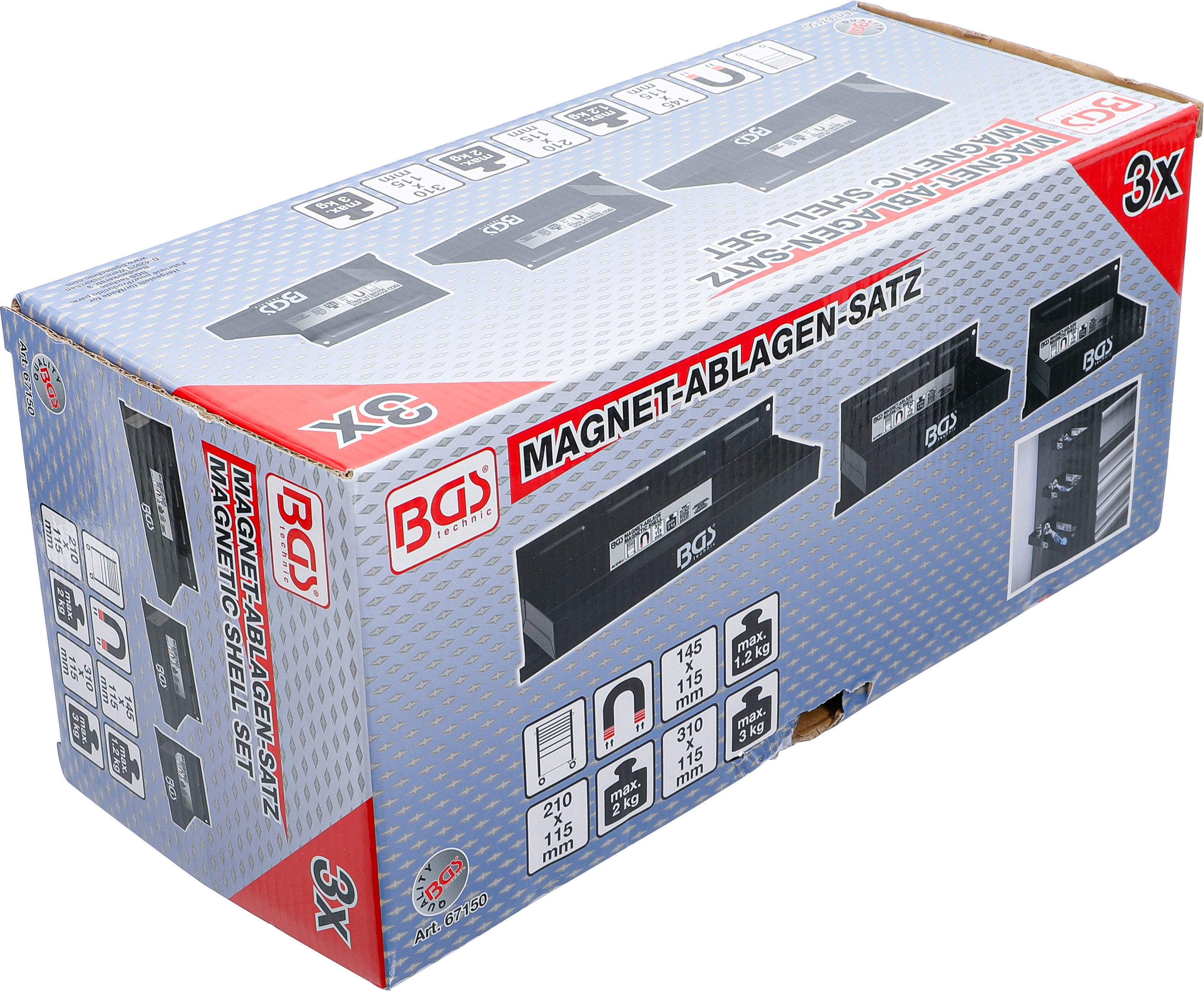 BGS Magnet-Ablagen-Satz | 150 / 210 / 310 mm | 3-tlg.