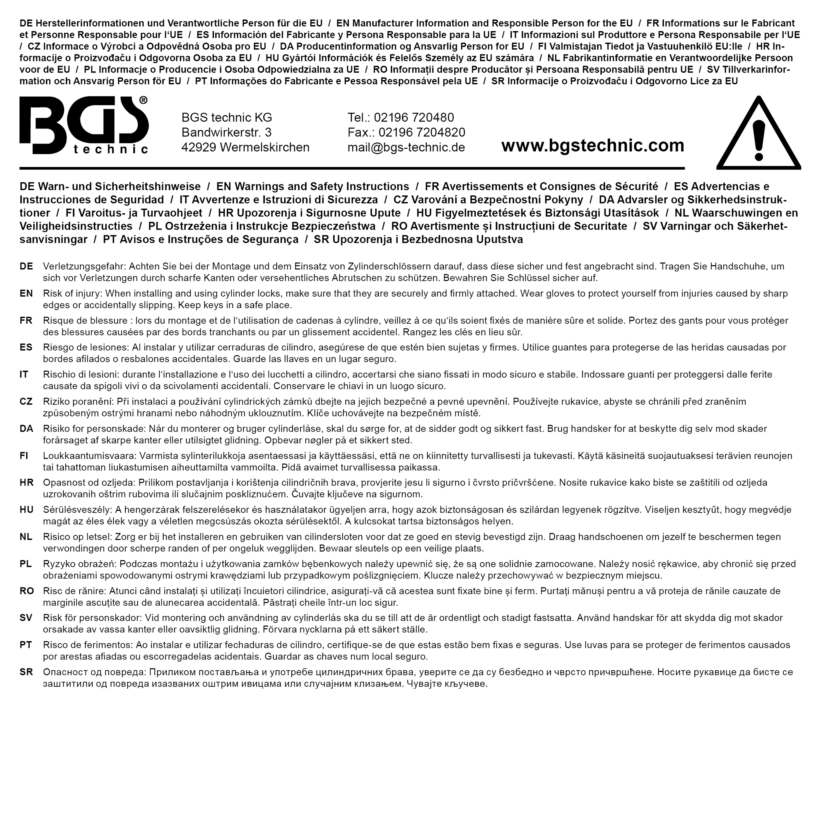 BGS Sicherheits-Türzylinder | mit Drehknauf | 45/45 | 90 mm