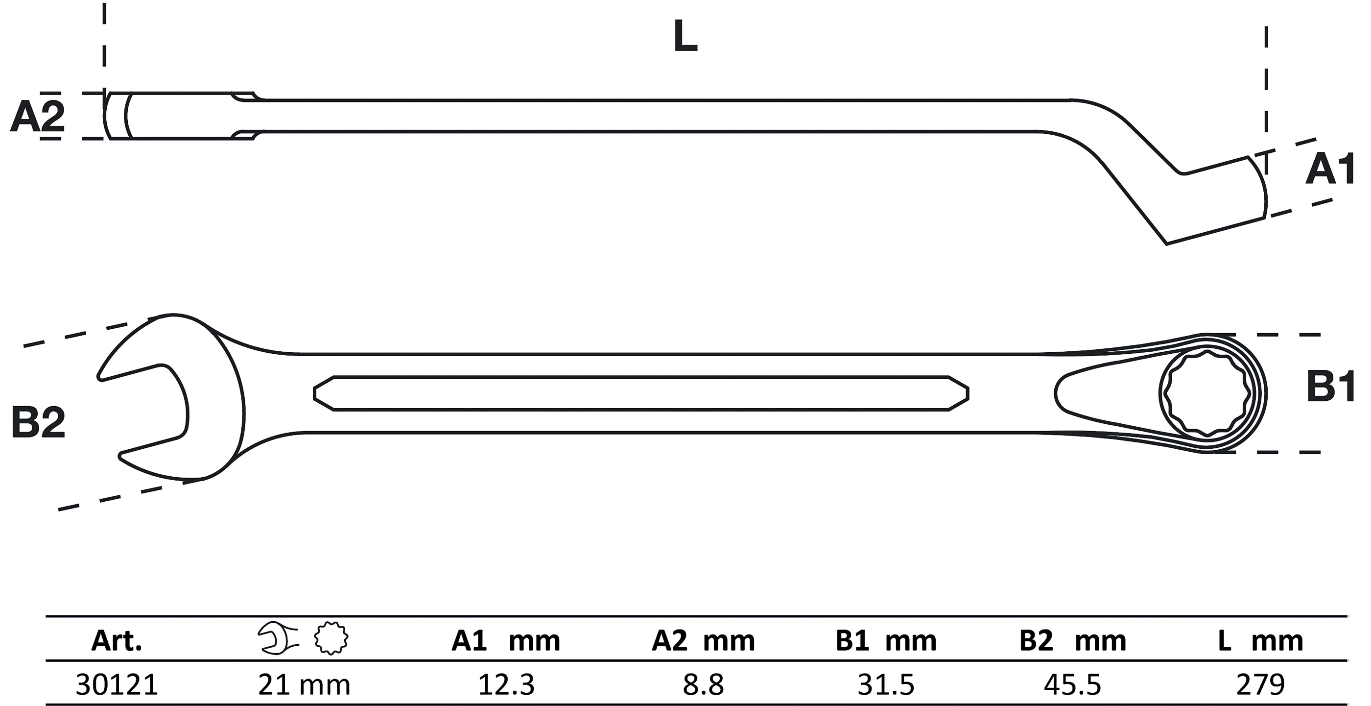 BGS Maul-Ringschlüssel, gekröpft | SW 21 mm