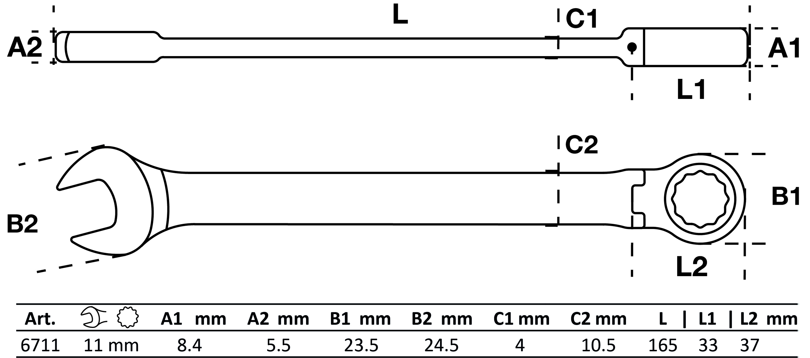 BGS Ratschenring-Maulschlüssel | abwinkelbar | SW 11 mm