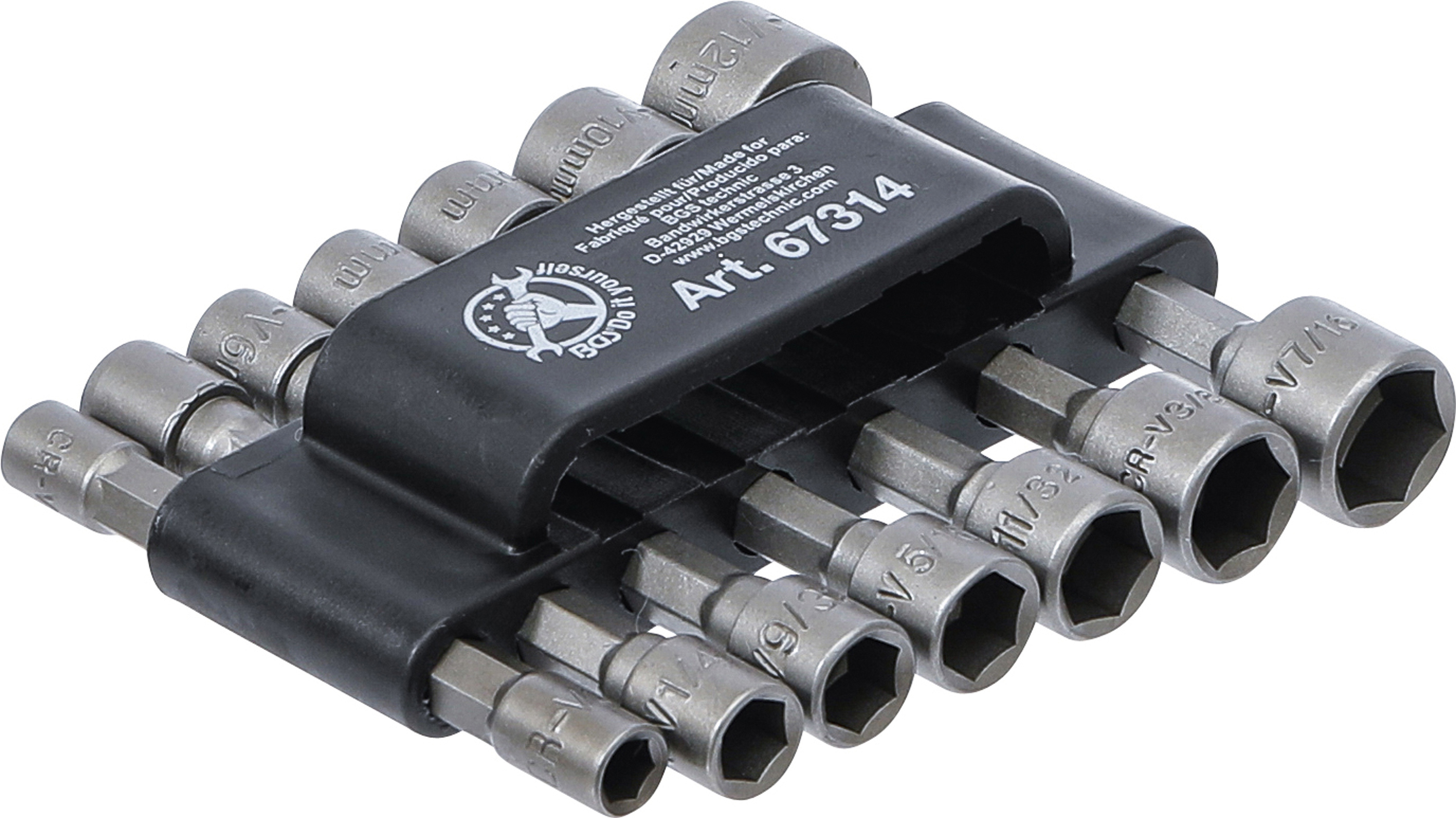 BGS Steckschlüssel-Bit-Satz | Antrieb Außensechskant 6,3 mm (1/4") | metrisch + Zoll | 14-tlg.