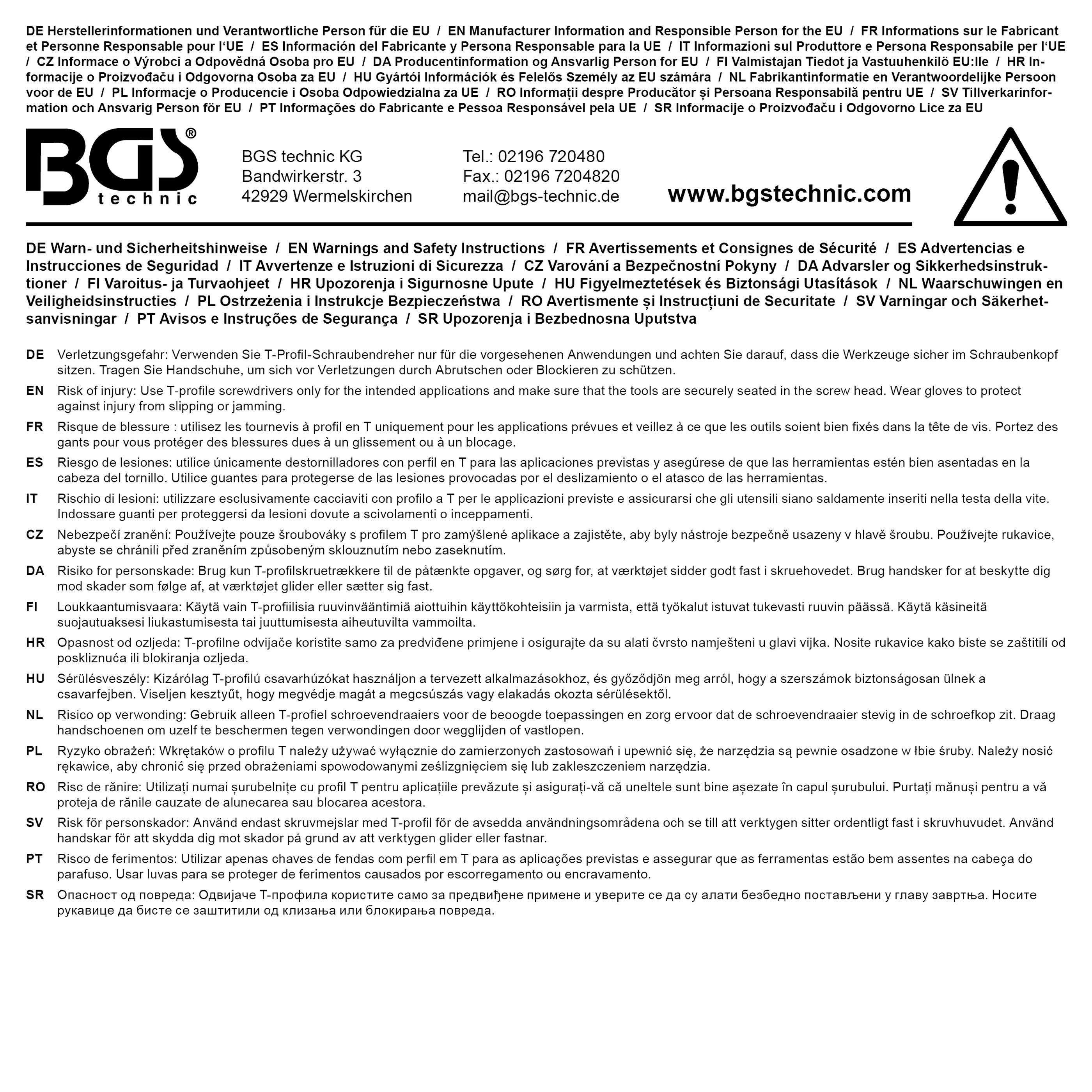 BGS Schraubendreher | T-Profil (für Torx) T20 | Klingenlänge 100 mm