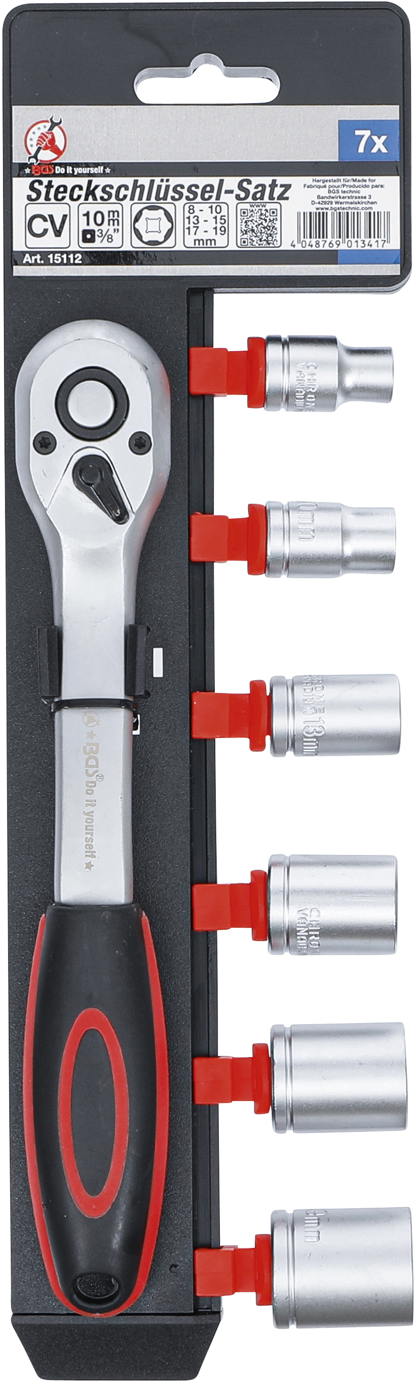 BGS Steckschlüssel-Satz | Antrieb 10 mm (3/8") | SW 8 - 19 mm | 7-tlg.