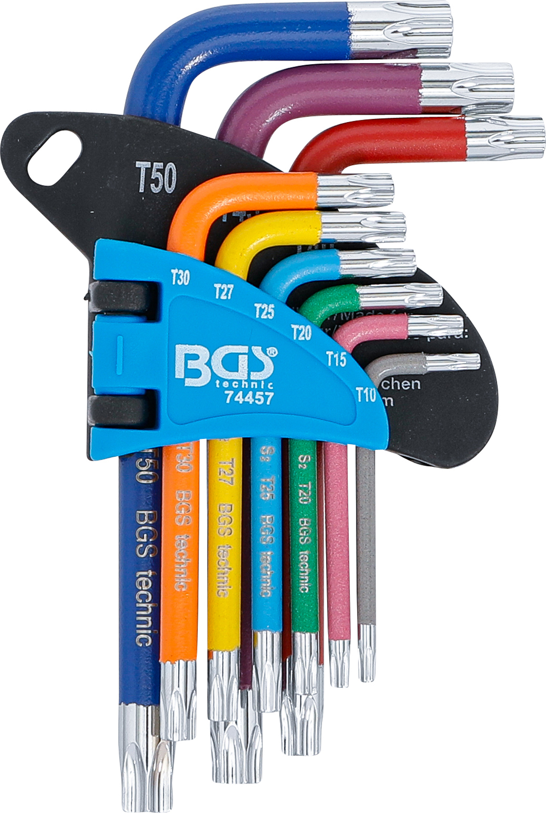 BGS Winkelschlüssel-Satz | Multicolour | kurz | T-Profil (für Torx) T10 - T50 | 9-tlg.